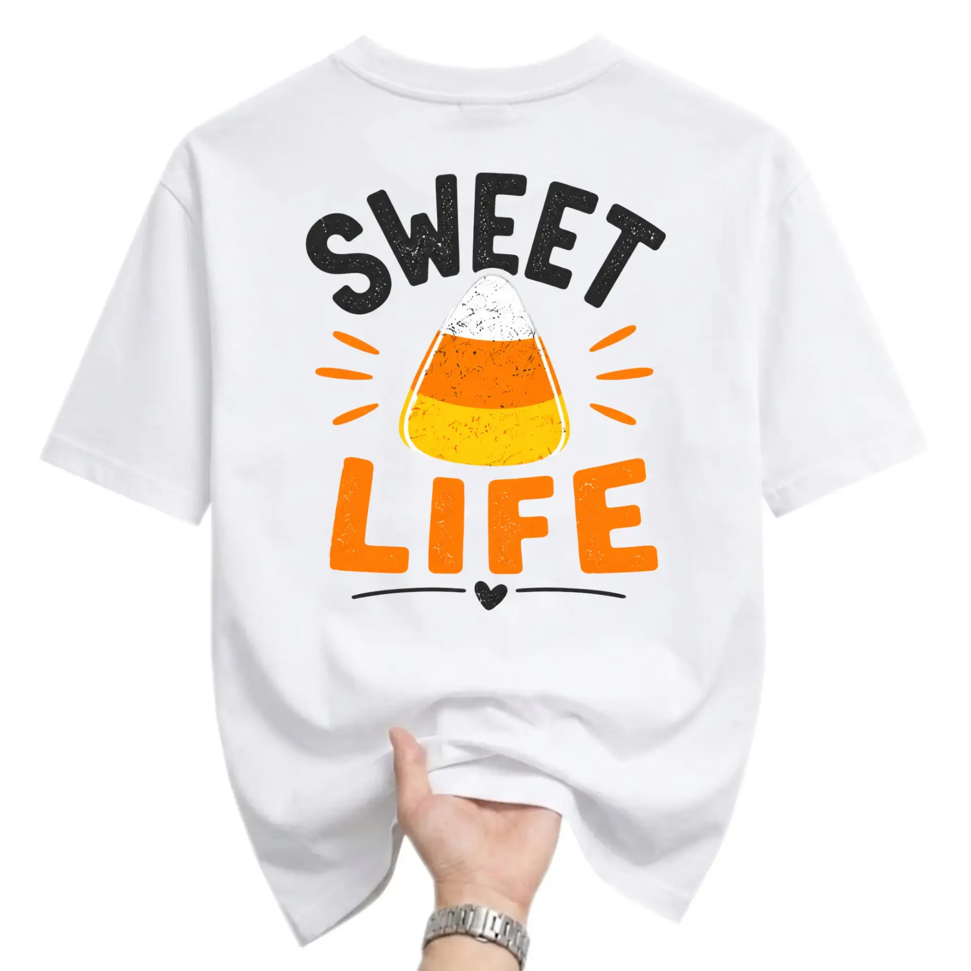 Funny Shirt Sweet Life Candy Corn Graphic Tee Seasonal Autumn Fall Costume Unisex Crew Neck Soft Cotton Casual Top
