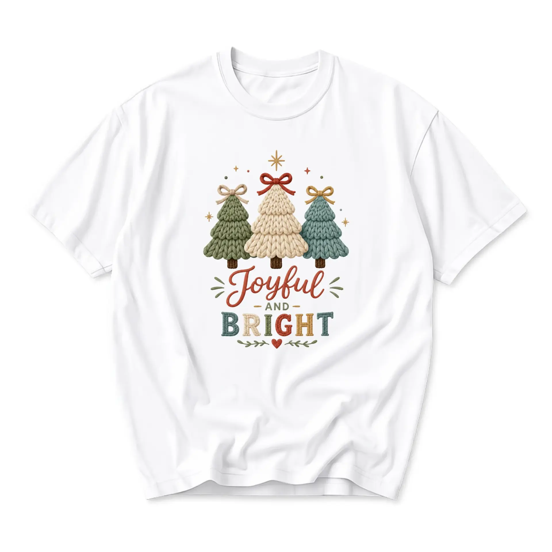 T-shirt Joyful and Bright Christmas Tree Graphic Tee Seasonal Holiday