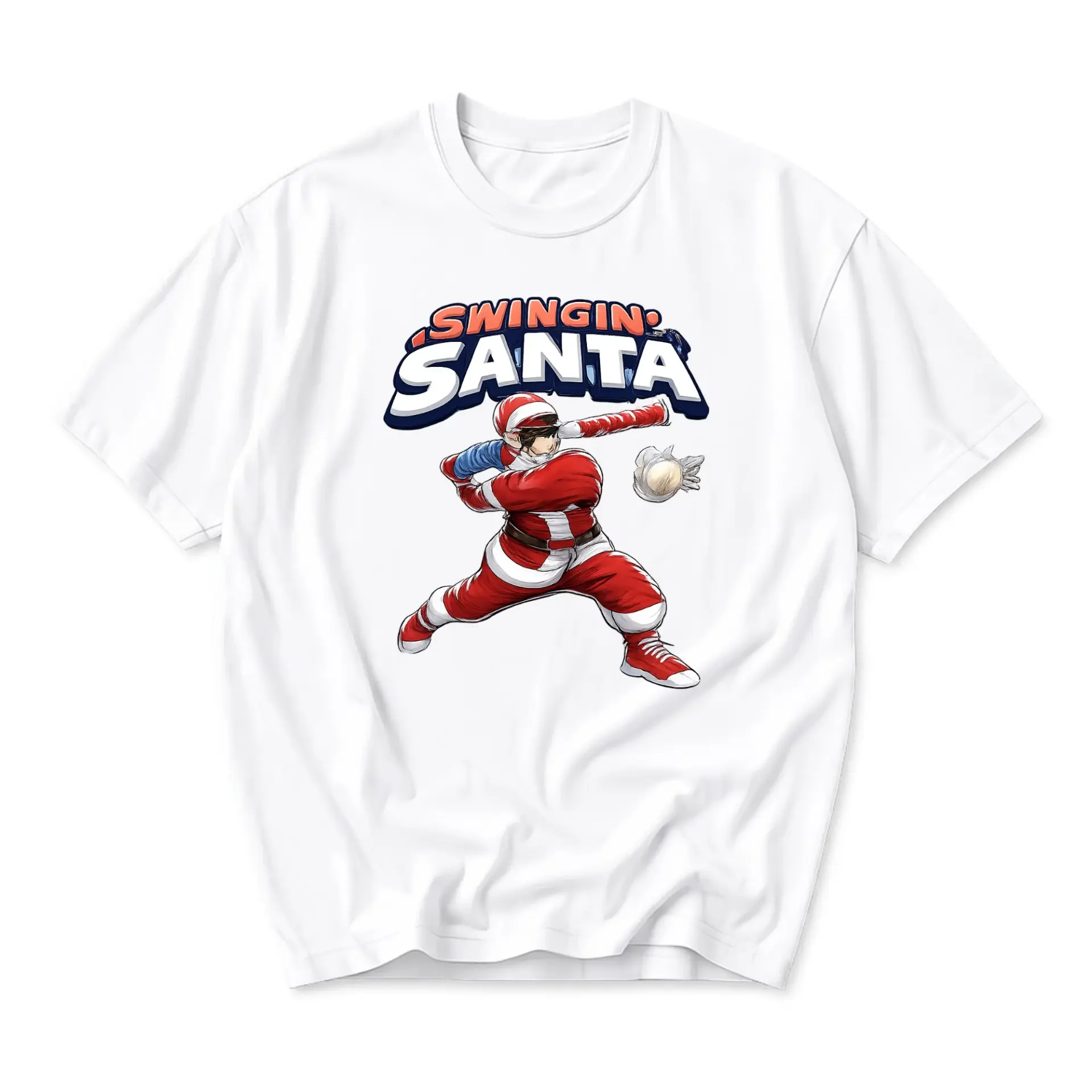 Graphic Tee Swingin Santa Baseball Unisex T-Shirt Seasonal Holiday Sports Casual Short Sleeve Cotton Crew Neck Top