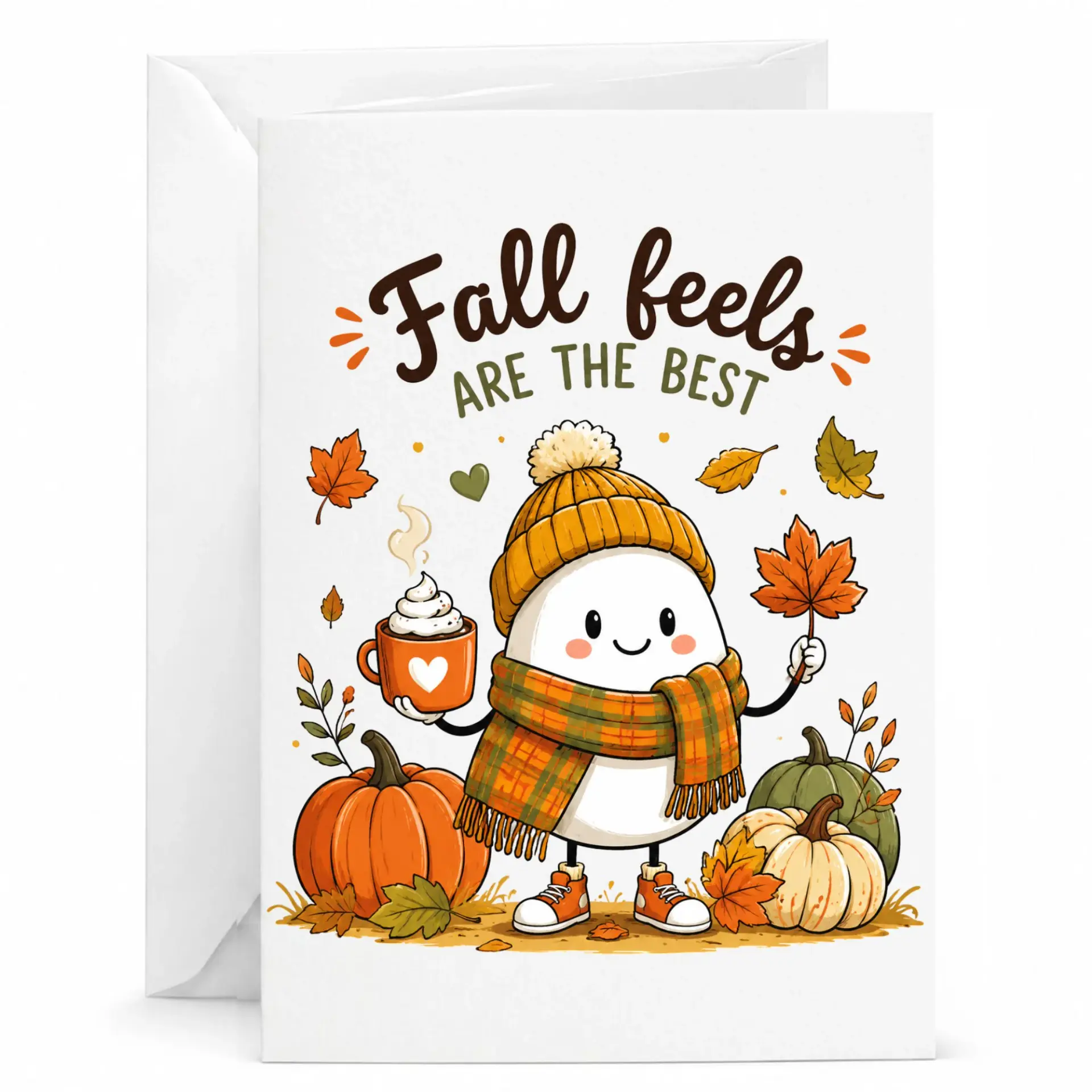 Greeting Card Fall Feels Are the Best Cozy Pumpkin Season Design Seasonal Stationary for Friends and Loved Ones