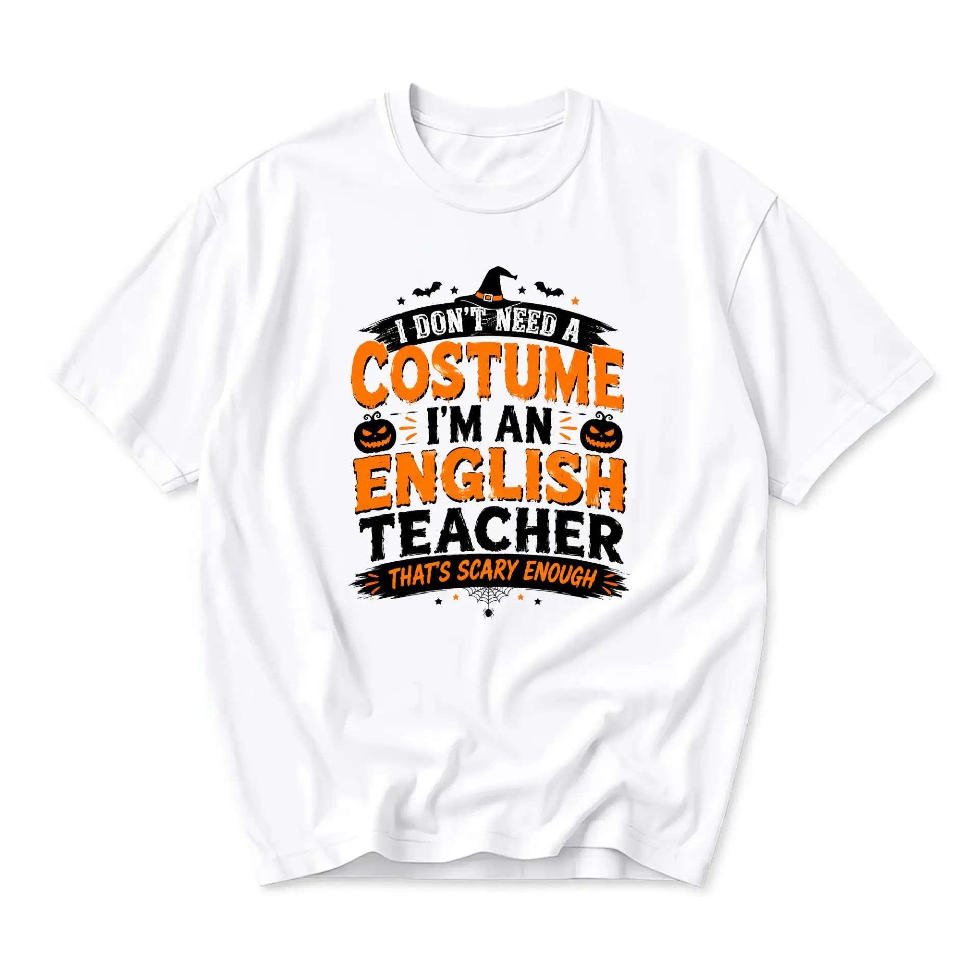 Funny Shirt English Teacher Halloween Costume Graphic Tee Unisex Crew Neck Casual Everyday Wear Soft Cotton Blend Top