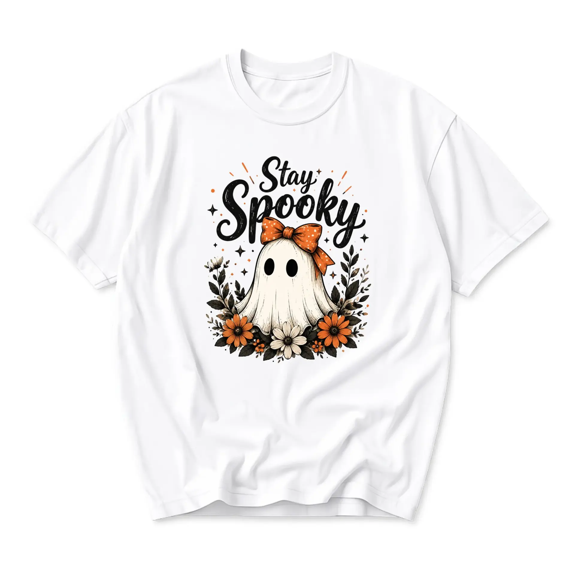 Funny Shirt Stay Spooky Ghost Graphic Tee Unisex Casual Apparel for Autumn Seasonal Style and Everyday Comfort