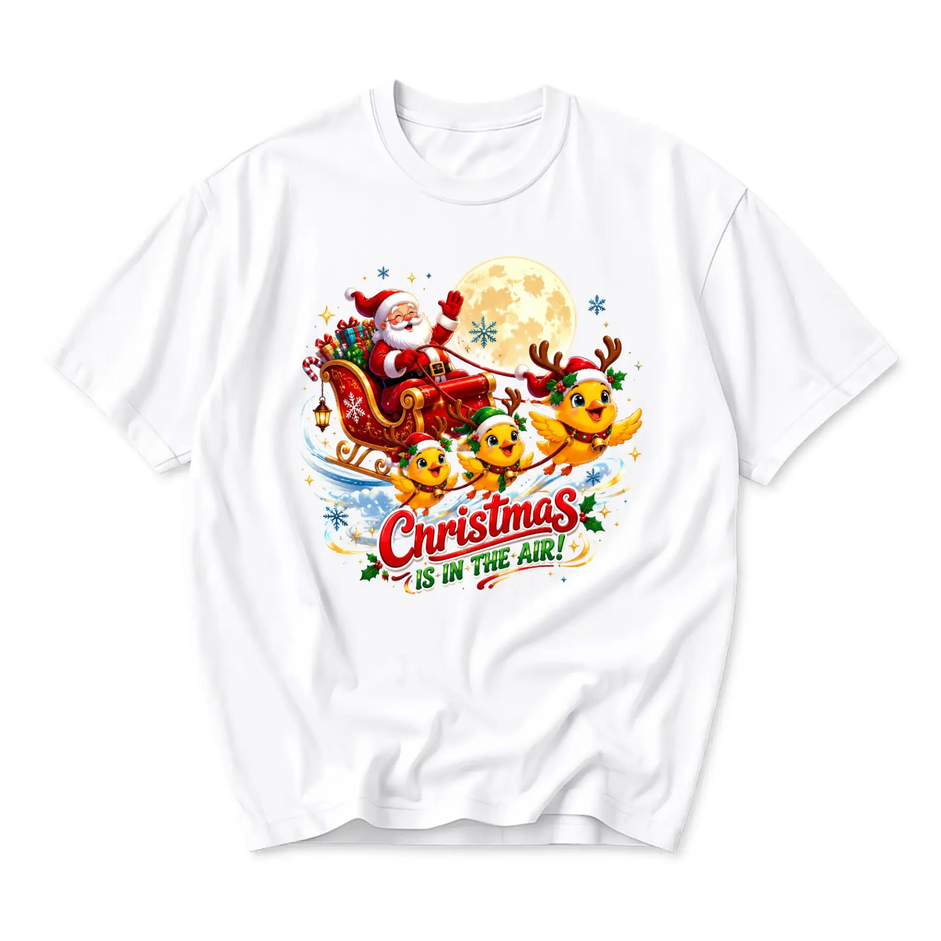 T-shirt Christmas Is Graphic Tee Holiday Season Santa Claus Festive White