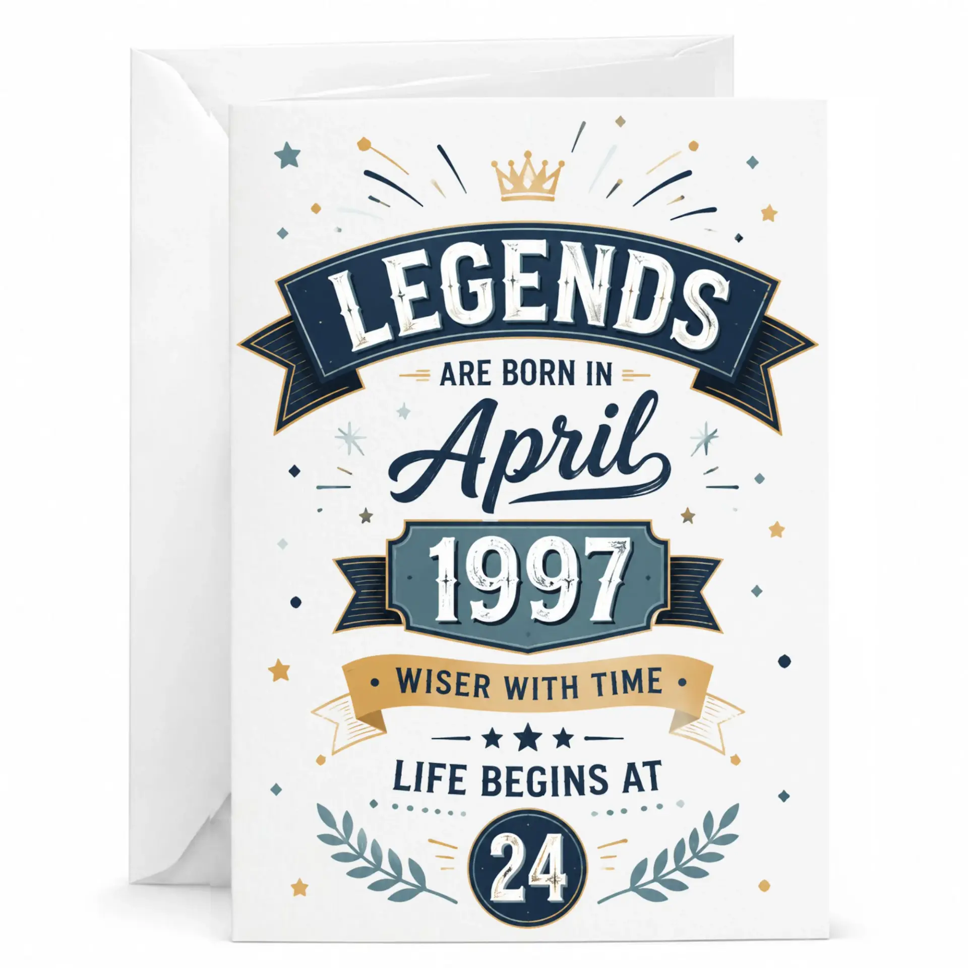 Birthday Card Legends Are Born in April 1997 Vintage Style Greeting Card for Birthday Celebration Milestone