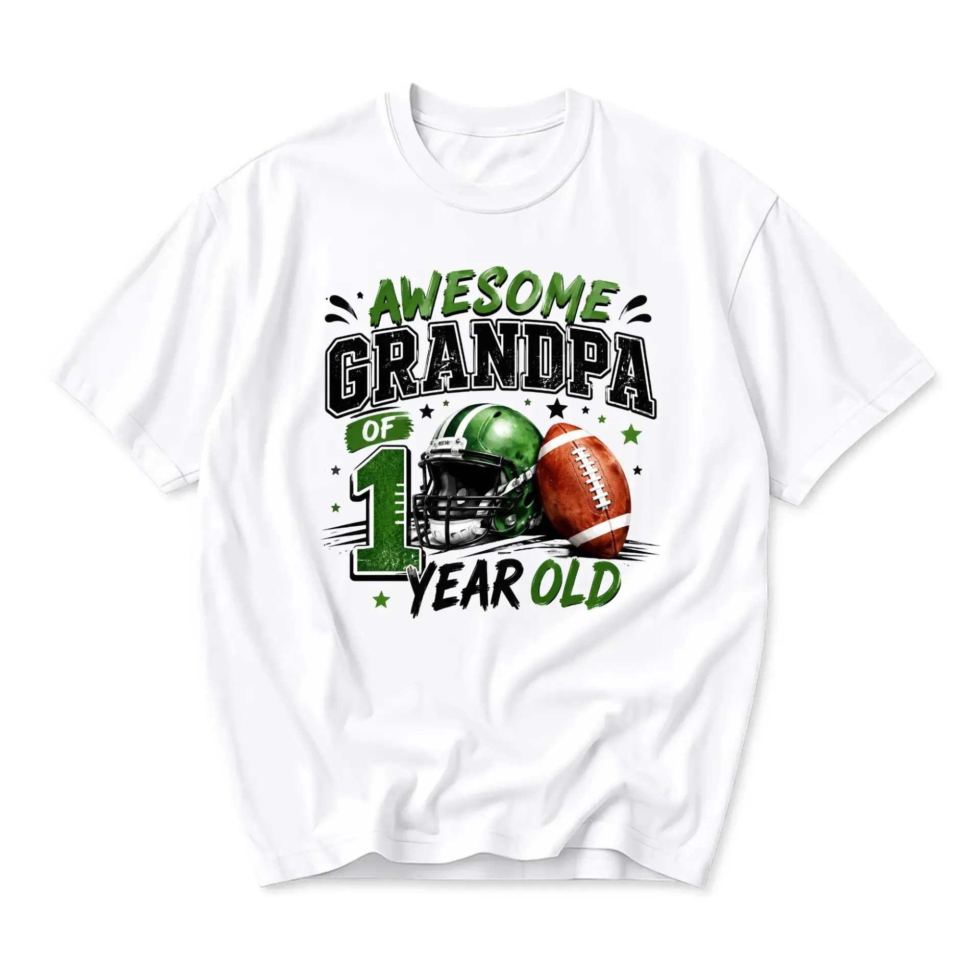 Funny Shirt Awesome Grandpa of 1 Year Old Football Theme Unisex Graphic