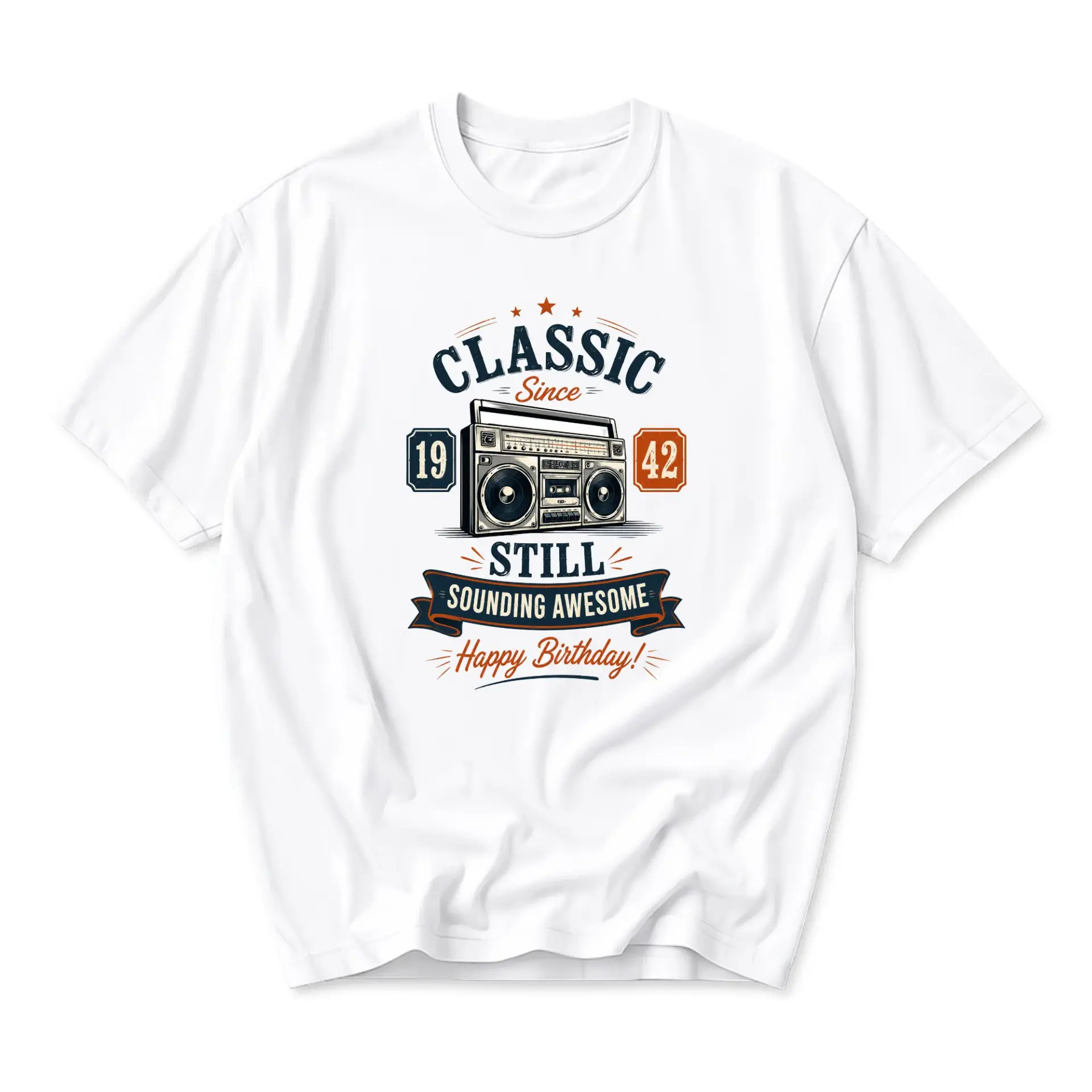 Graphic Tee Classic Since 1942 Sounding Awesome Retro Boombox Unisex Crew Neck Casual Everyday Printed T-Shirt