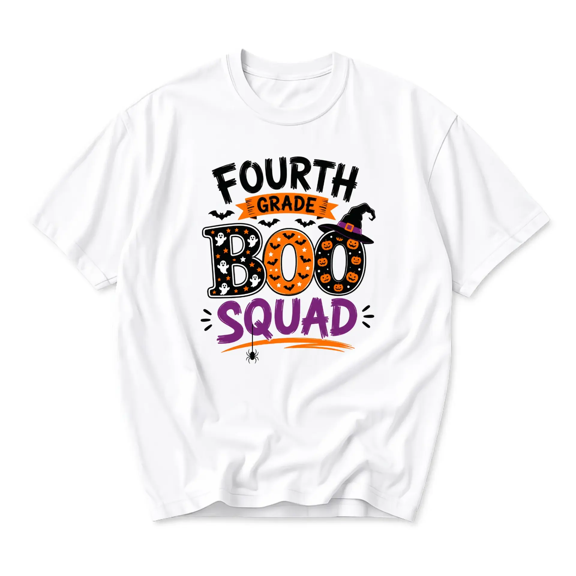 Graphic Tee Fourth Grade Boo Squad Halloween Shirt Seasonal Spooky Holiday Apparel for Men and Women Unisex Fit