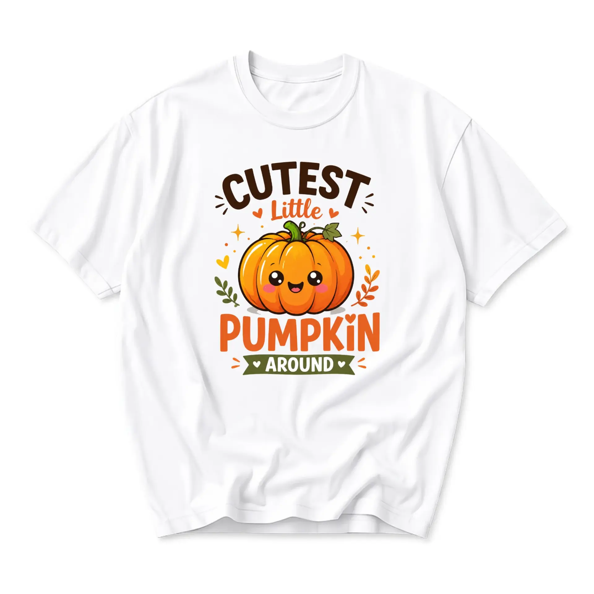 Graphic Tee Cutest Little Pumpkin Around Fall Harvest Autumn Season Unisex Crew Neck Casual Short Sleeve Shirt
