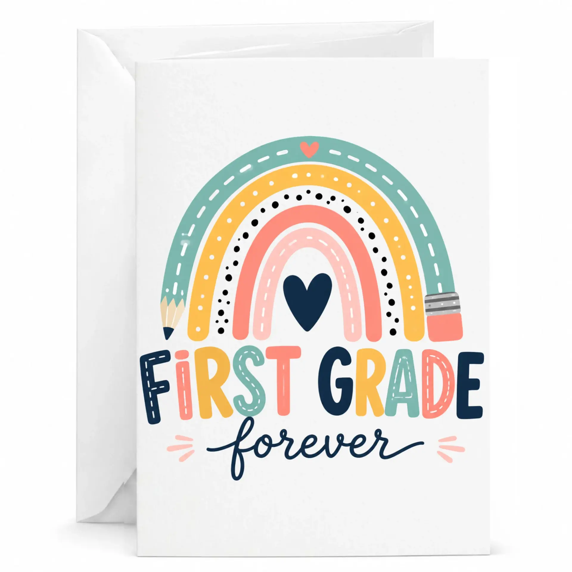 Personalized Greeting Card First Rainbow Pencil Design