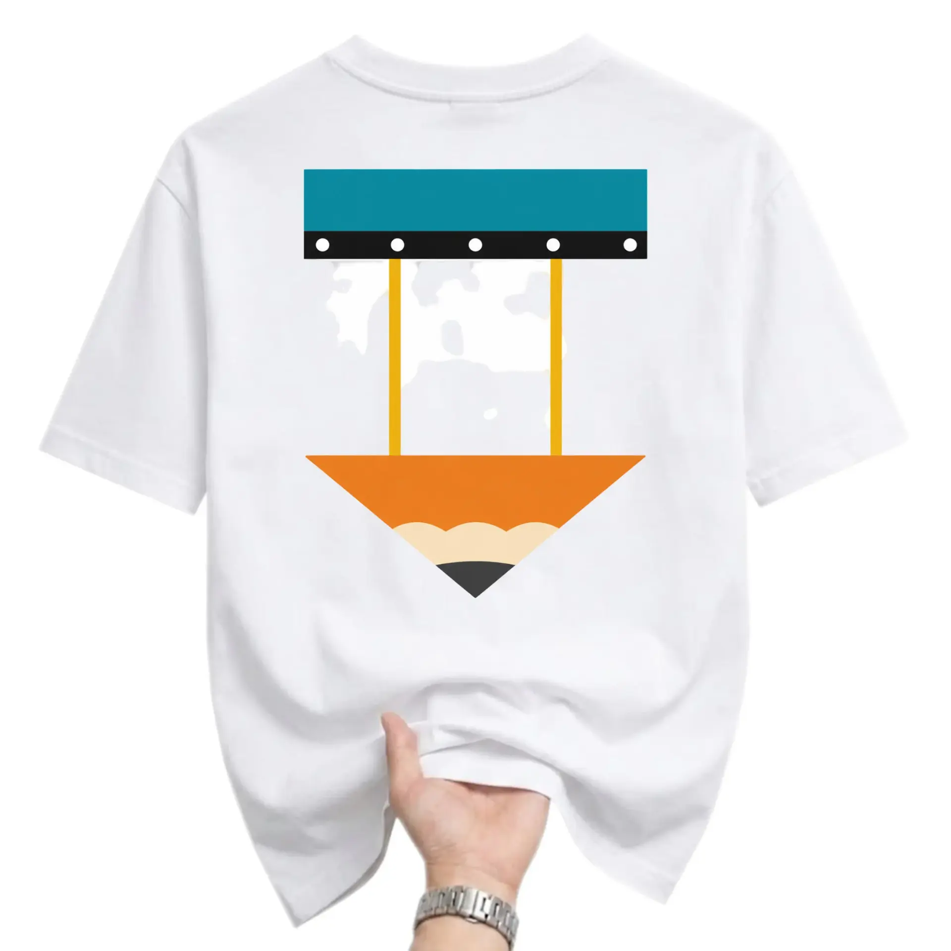 Graphic Tee Unisex Crew Neck T-Shirt Featuring a Minimalist Geometric Pencil Illustration for Casual Daily Wear