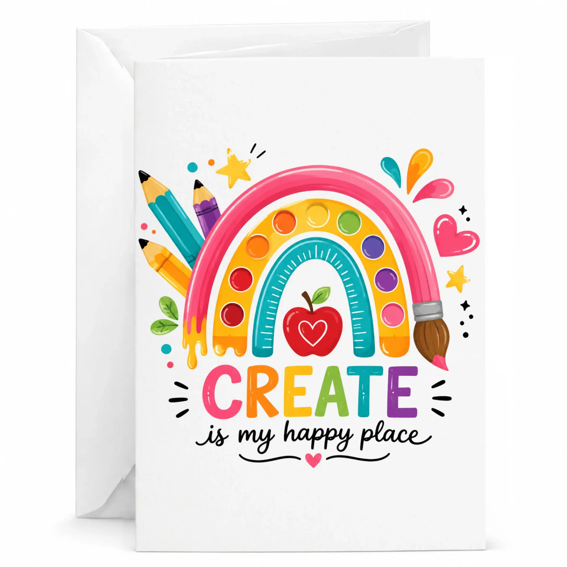 Greeting Card Create Is My Happy Place Art Theme Stationery for Creative Individuals and Artistic Enthusiasts