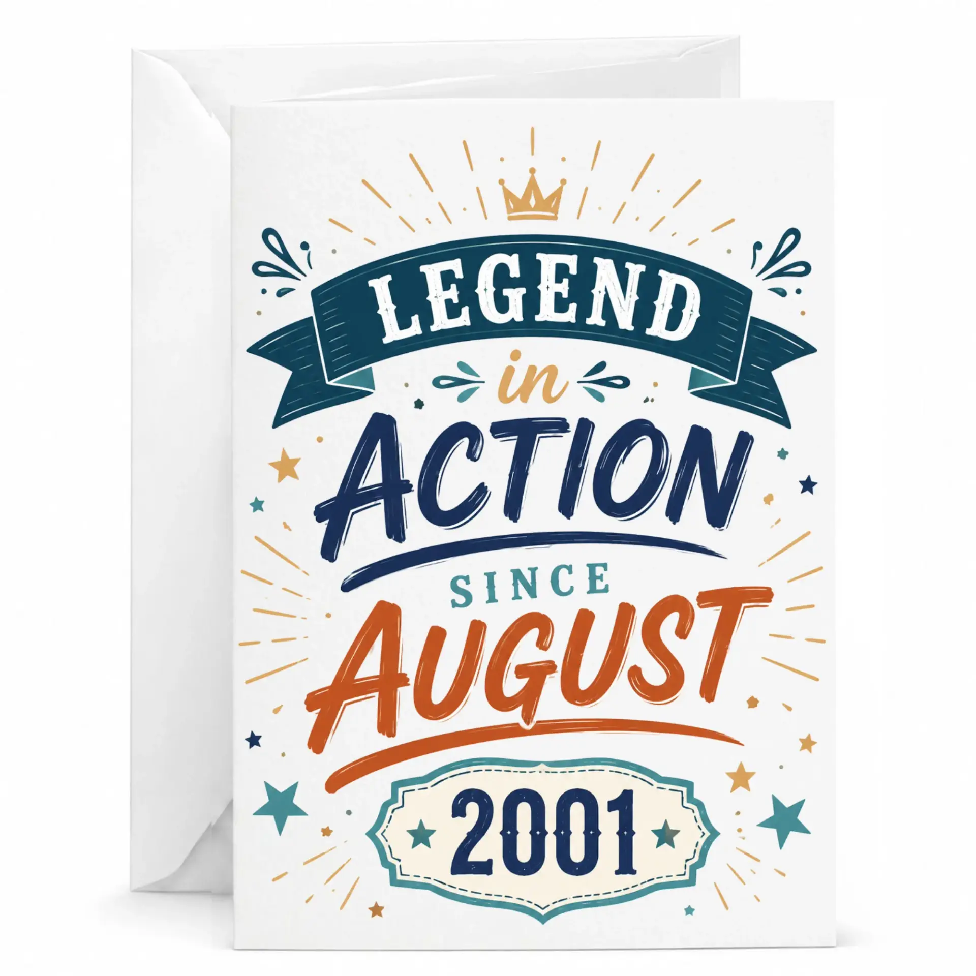 Greeting Card Legend in Action Since August 2001 Vintage Style Birthday Anniversary Celebration Card for Milestone Year