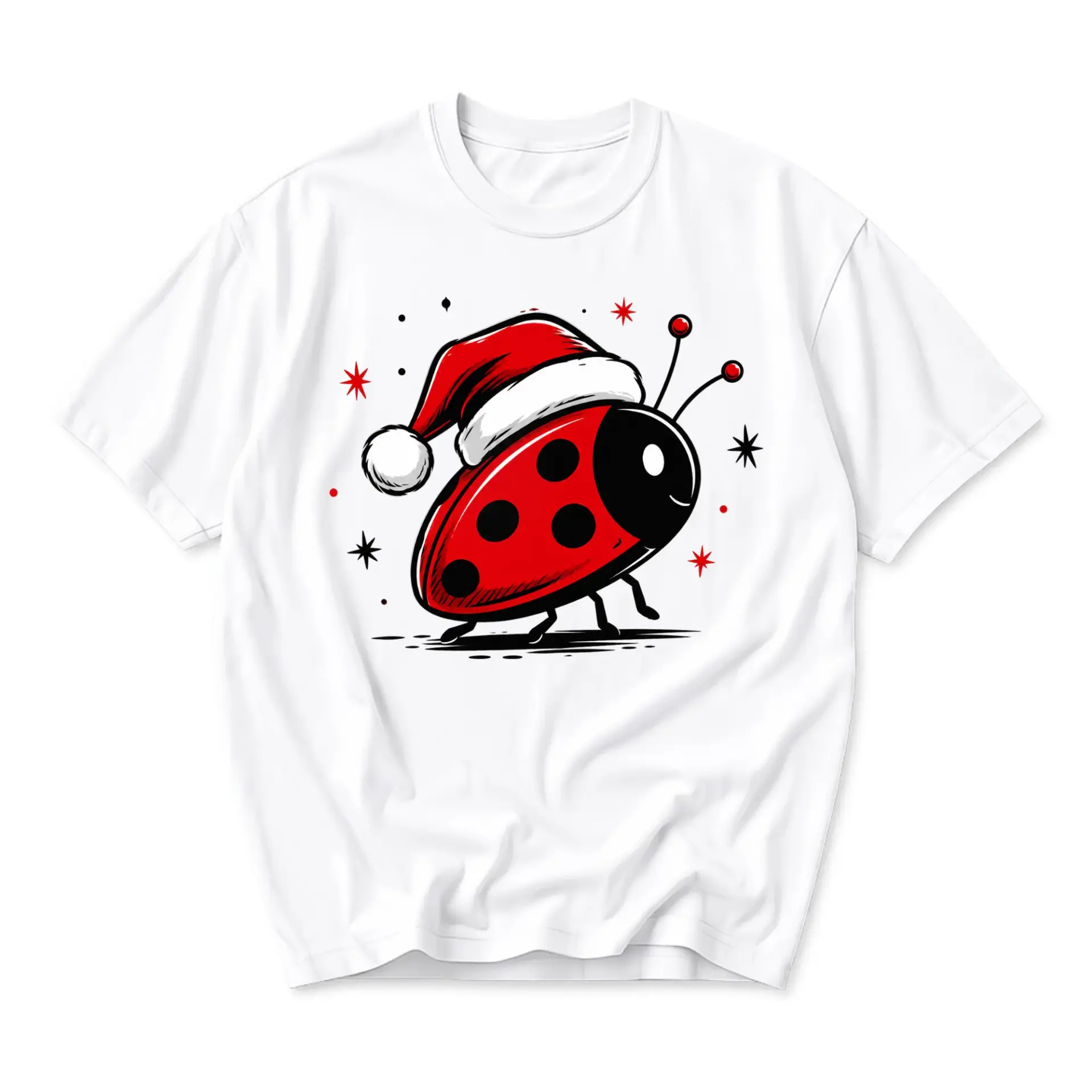 Graphic Tee Unisex Christmas Ladybug Shirt Cute Holiday Bug Apparel Casual