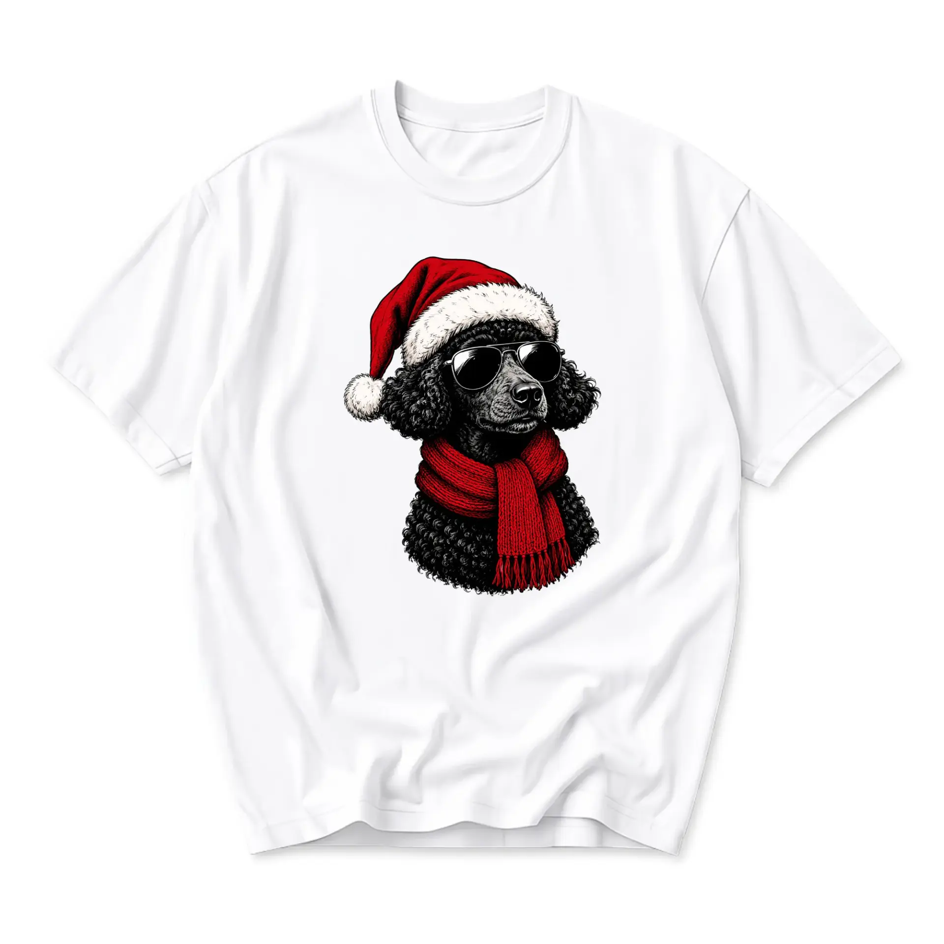 Graphic Tee Unisex Short Sleeve Crew Neck Shirt Featuring Cool Black Poodle