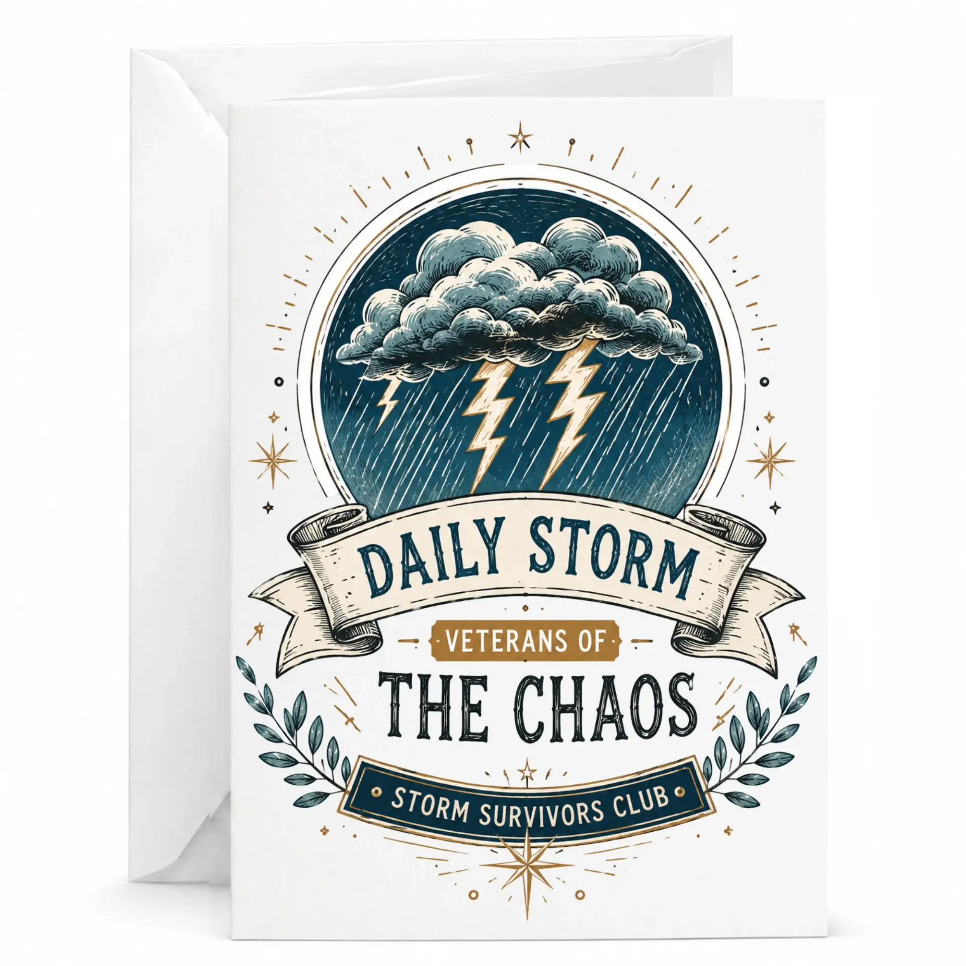 Greeting Card Daily Veterans of the Design with White Envelope for Encouragement and Support Messages