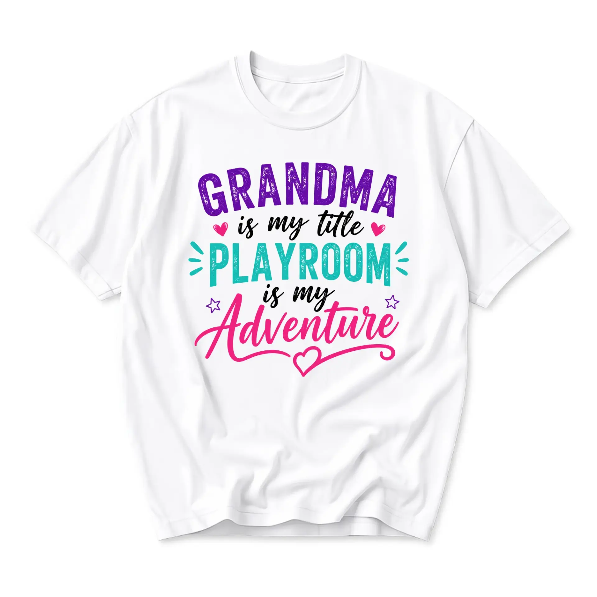 Graphic Tee Grandma Is My Playroom Is My Adventure Printed Crew Neck Casual Unisex Short Sleeve Cotton Shirt