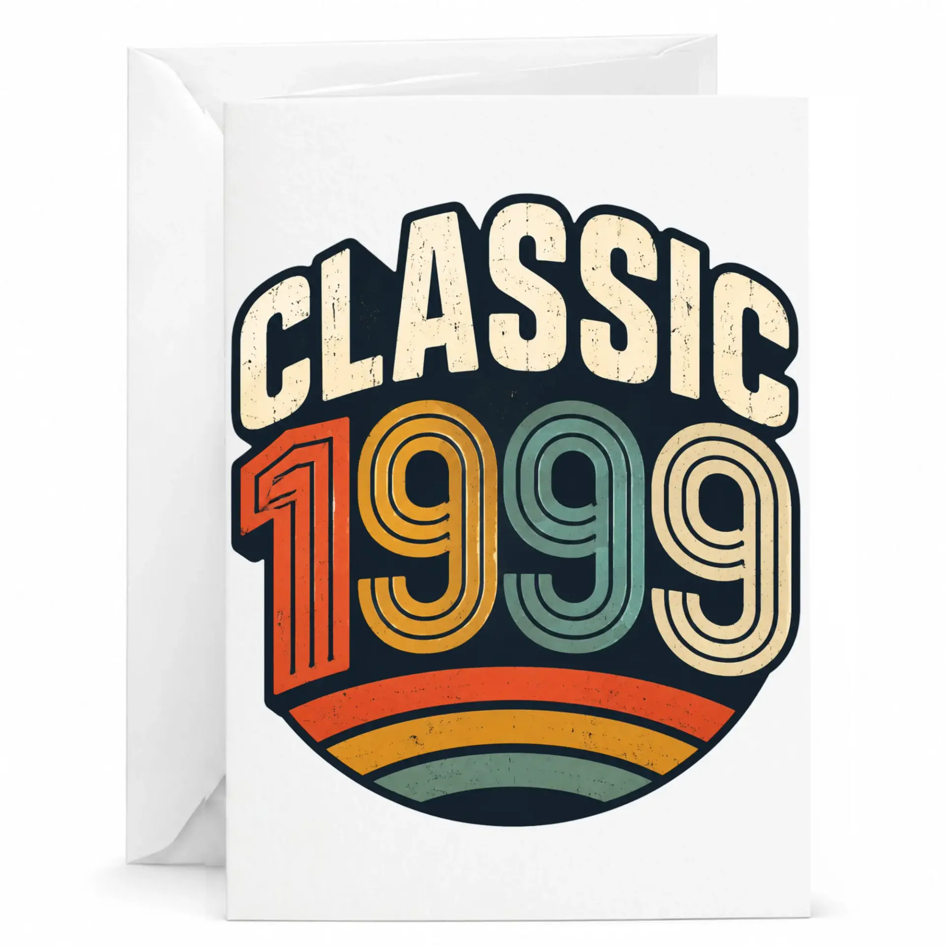 Birthday Card Classic 1999 Retro Vintage Style Greeting Card for Birthday Milestone Celebration with Envelope