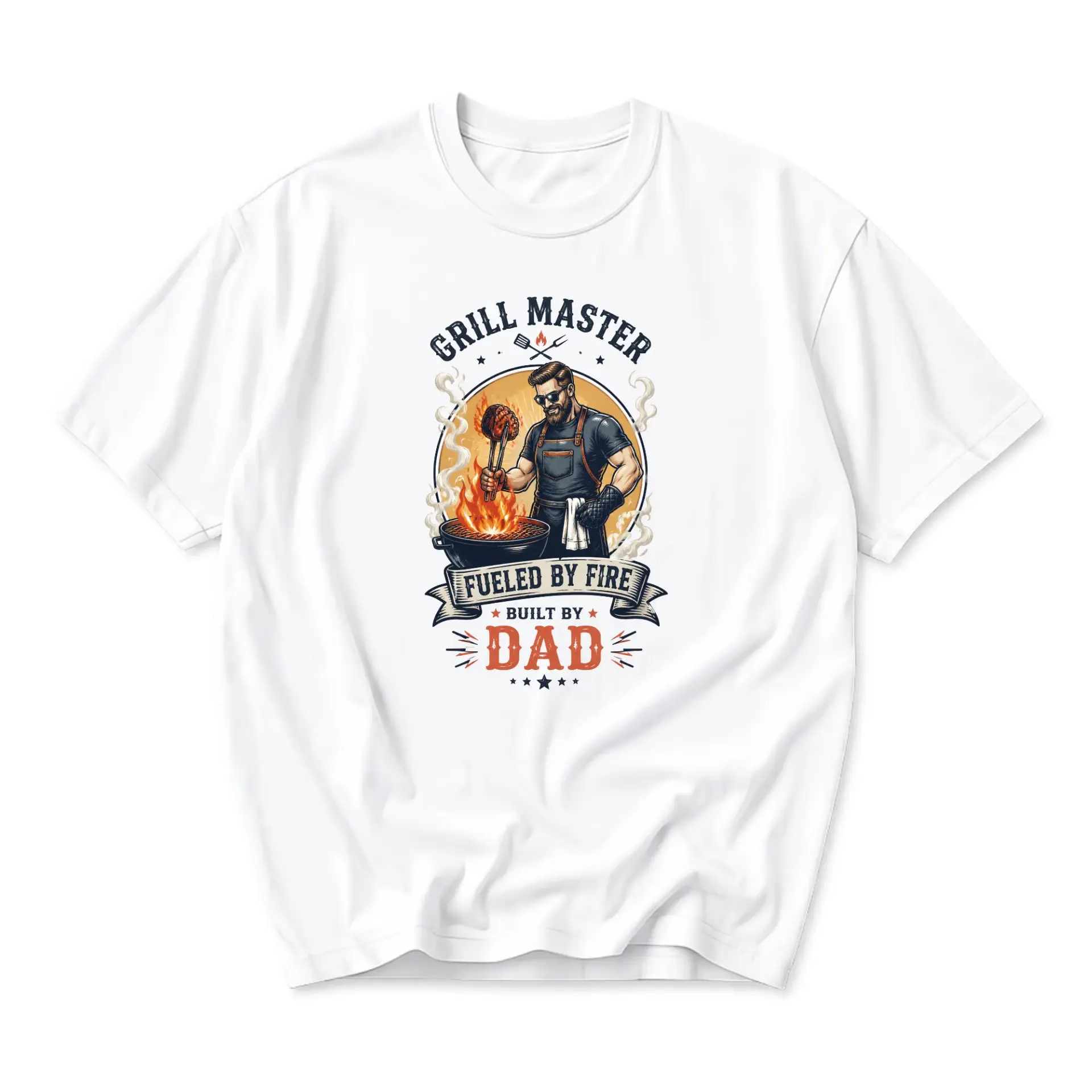Funny Shirt Fueled by Built by Dad Graphic Tee Unisex Casual Short Sleeve Crew Neck Cotton Blend