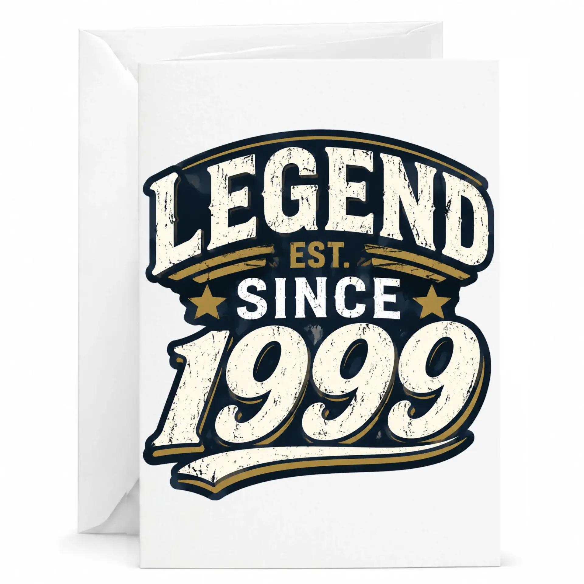 Greeting Card Legend Since 1999 Vintage Style Birthday Card for Milestone Celebration Professional Printed Stationery