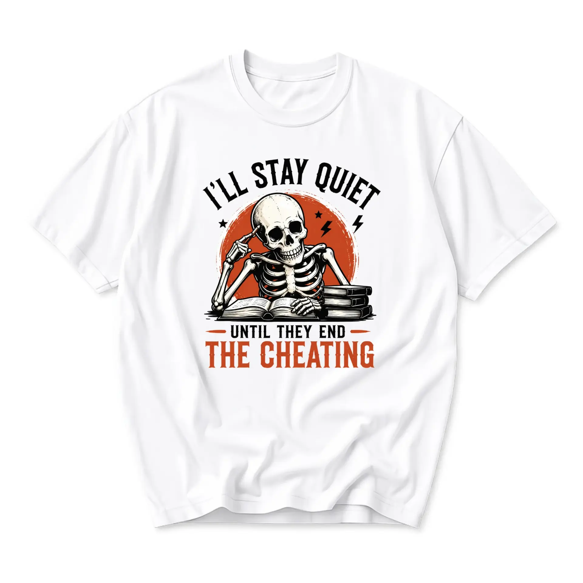 Funny Shirt Unisex Graphic Printed T-Shirt Featuring Skeleton Reader Design with Sarcastic Message Casual Everyday Top