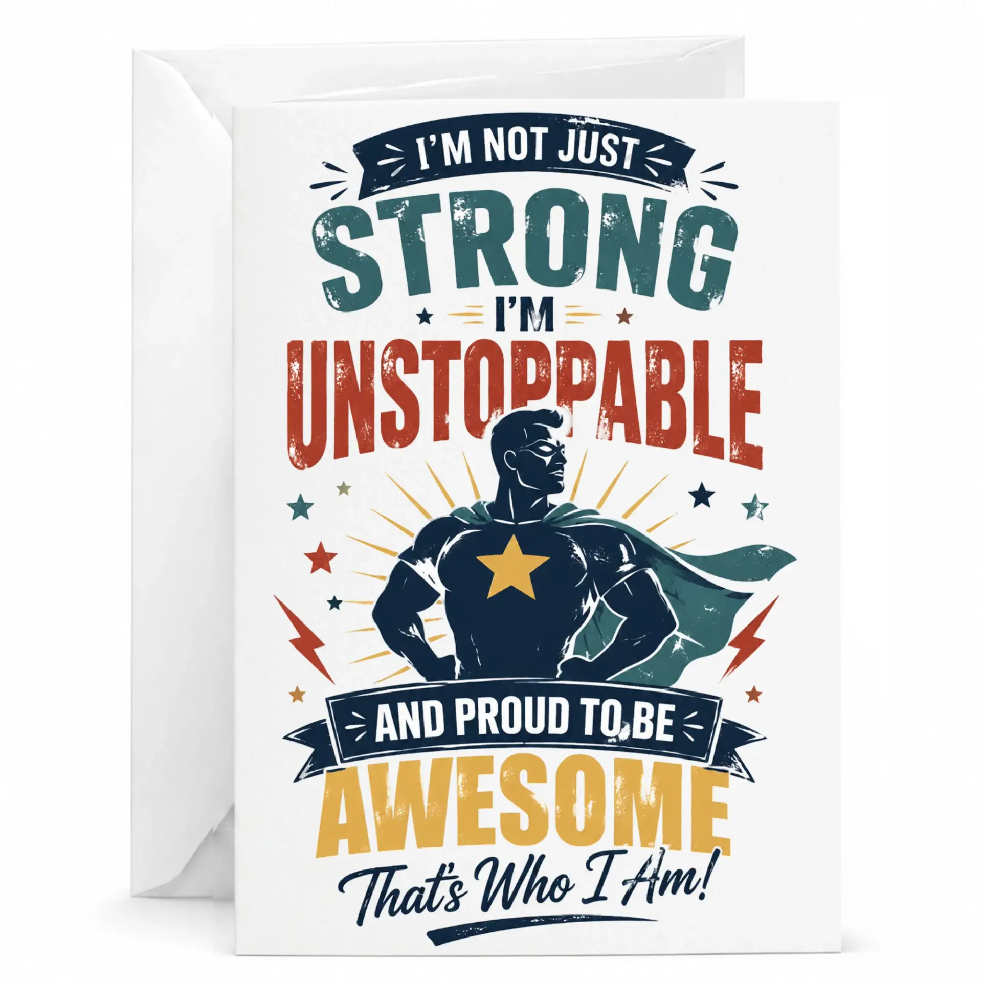 Inspirational Superhero Greeting Card Encouragement for Strength and Positivity Motivational Friends