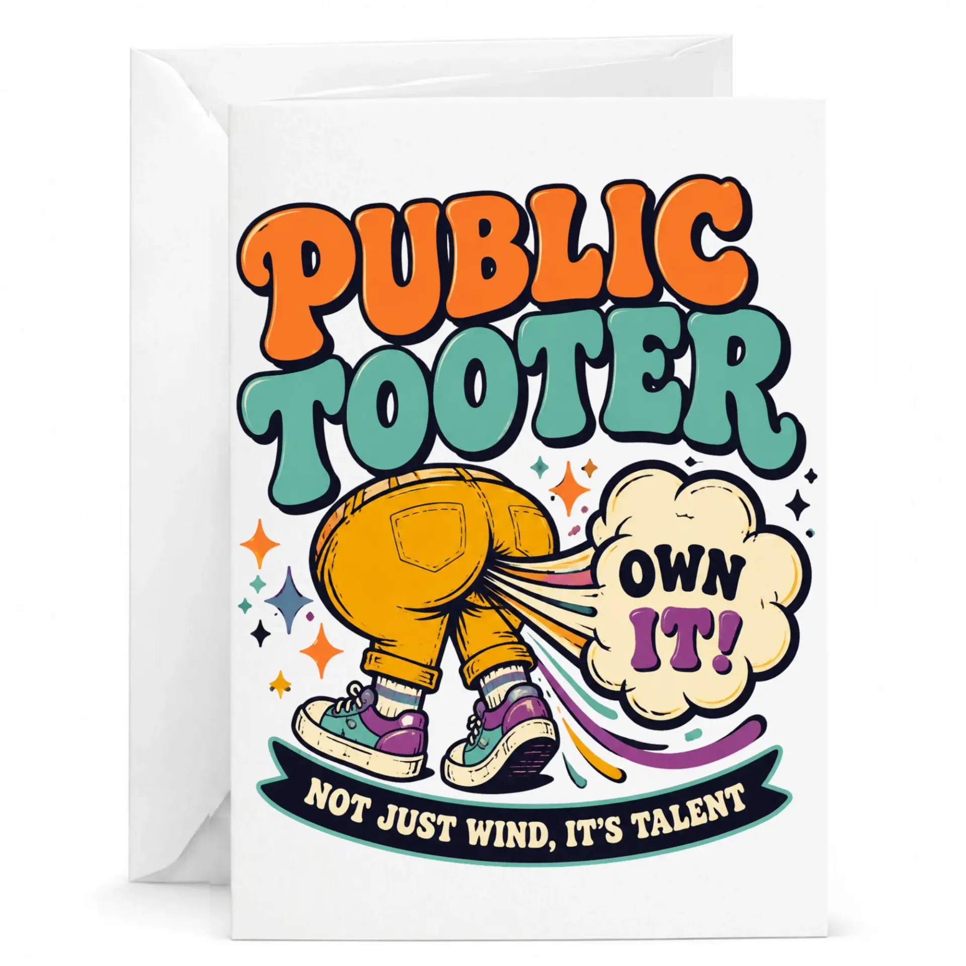 Funny Greeting Card Public Tooter Own It Not Just Wind Its Humor Note for Friends and Family