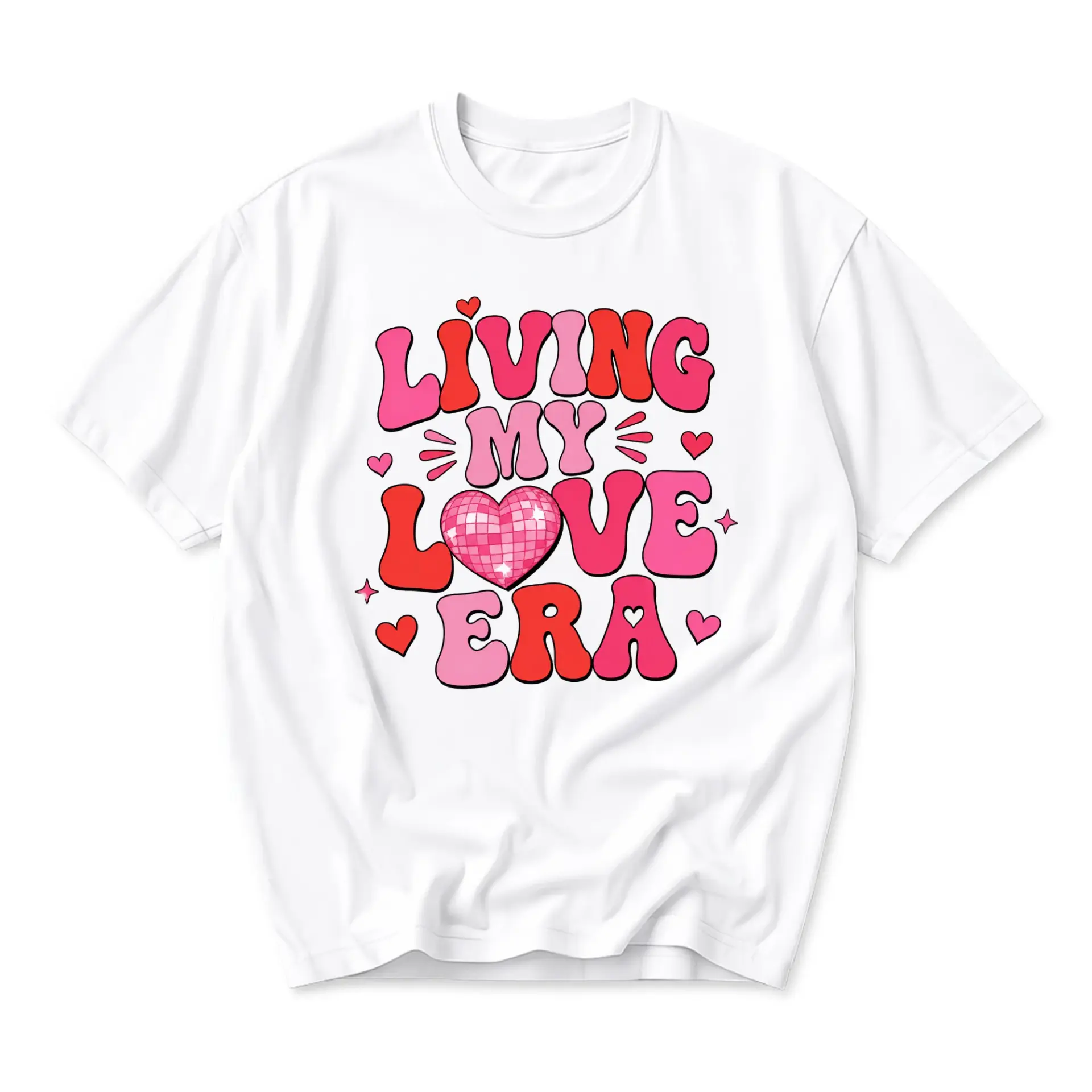 Graphic Tee Living My Love Era Retro Style Unisex Shirt Casual Aesthetic Short Sleeve Crew Neck Top for Every Day