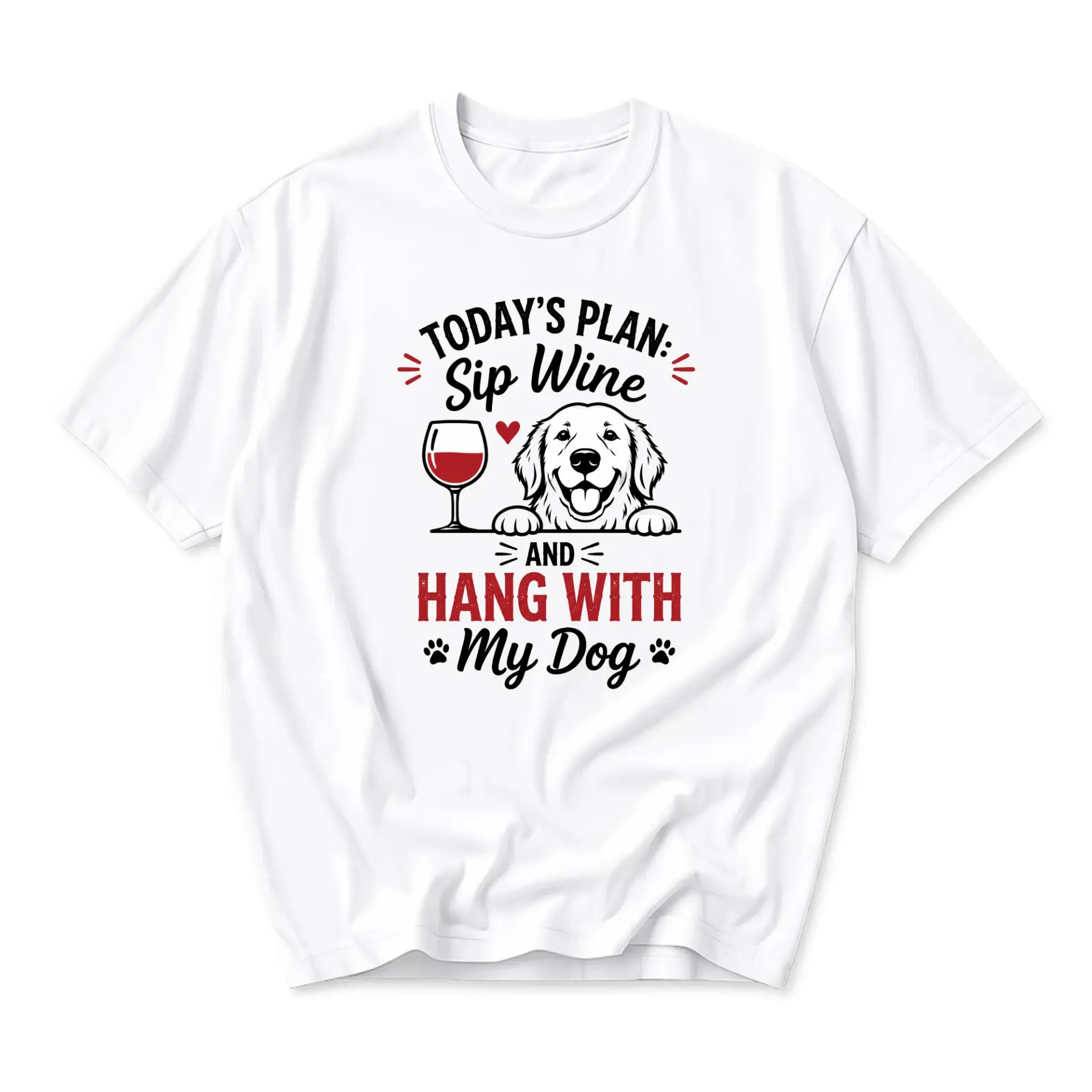 Graphic Tee Today's Plan Sip Wine and Hang with Unisex Casual Crew Neck
