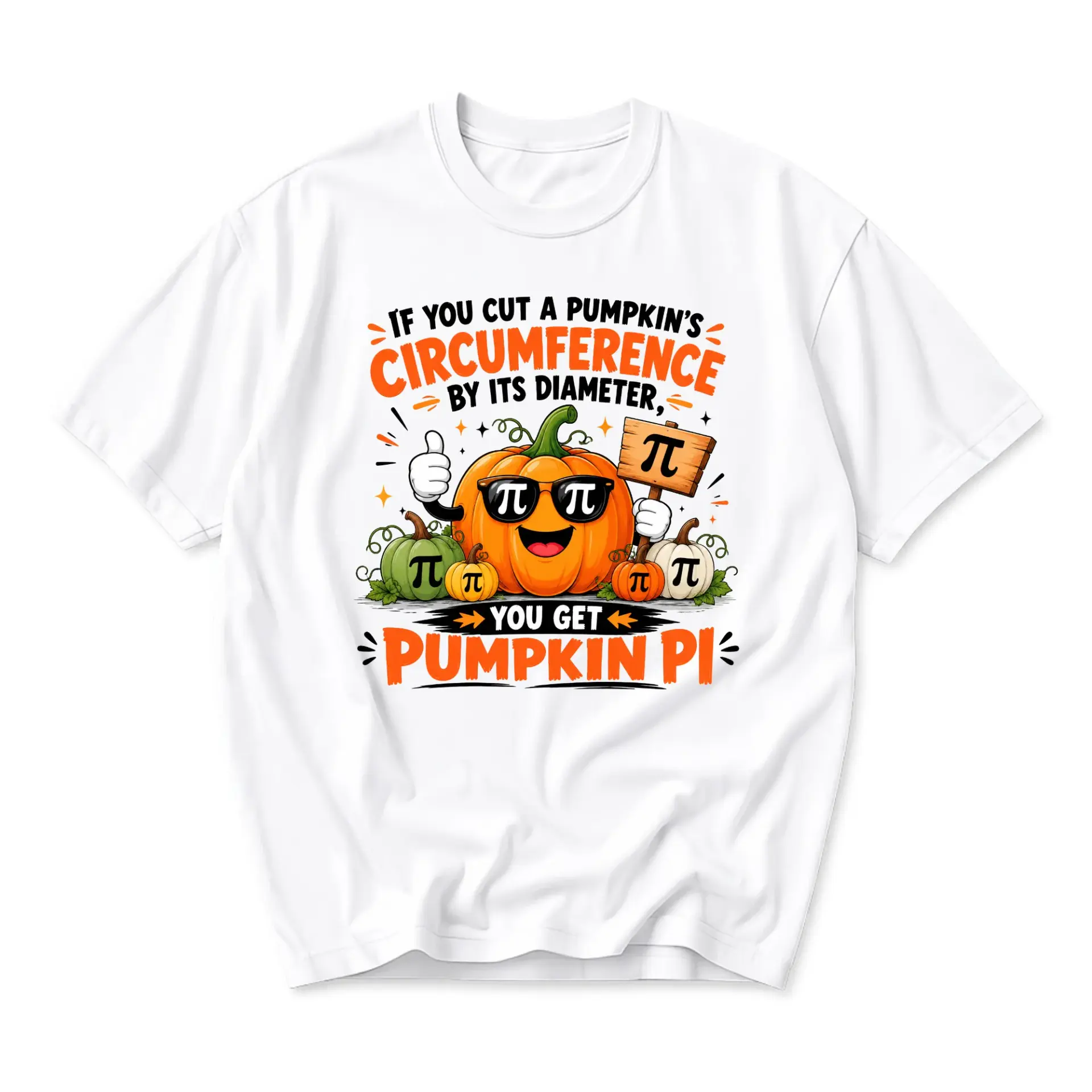 Funny Shirt Pumpkin Pi Math Pun Graphic Tee Unisex Crew Neck Short Sleeve Casual Cotton Blend Apparel for Teachers