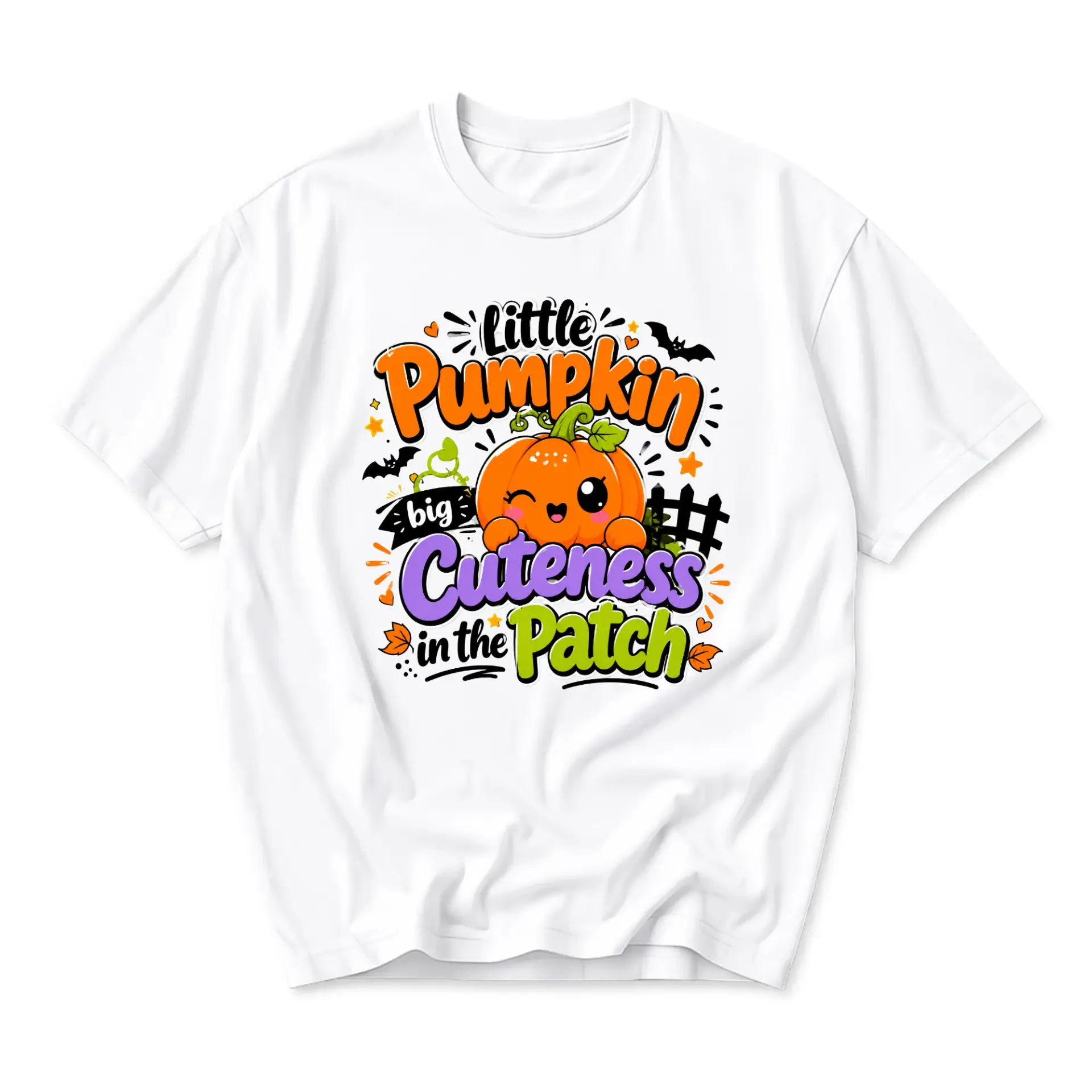 Graphic Tee Little Pumpkin Big Cuteness in the Patch Unisex Crew Neck Fall Seasonal Casual Short Sleeve Shirt