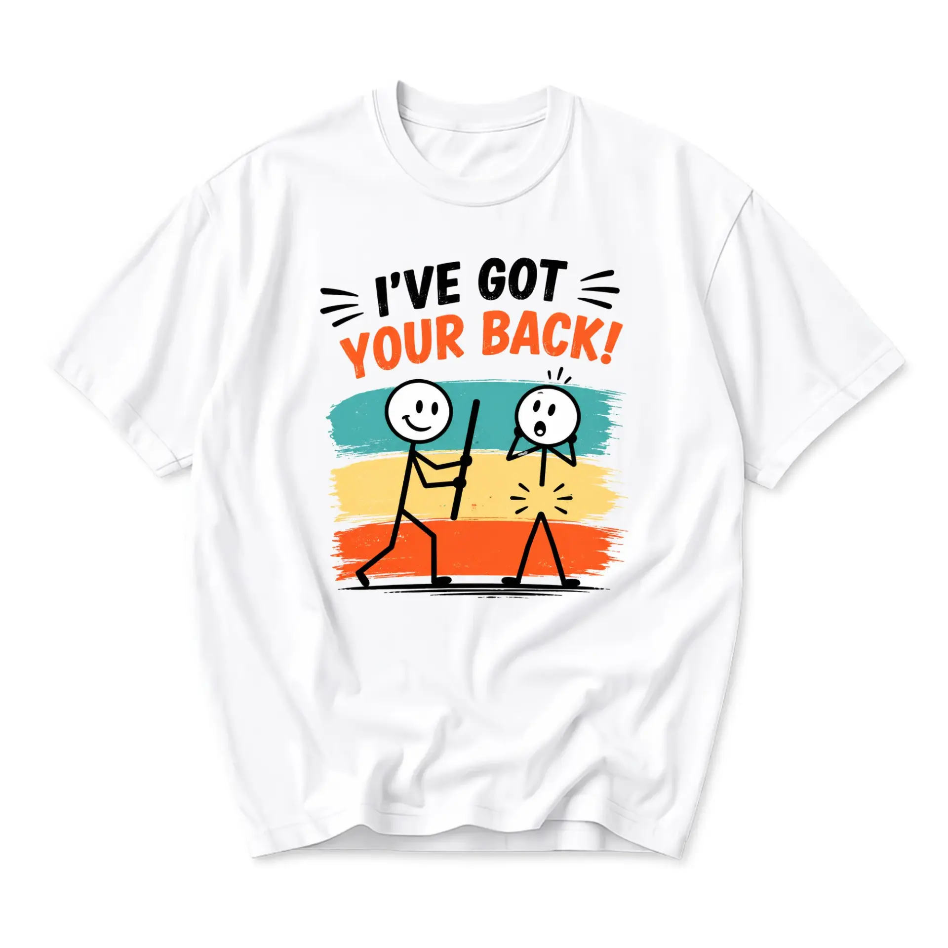 Funny Shirt I Have Got Your Back Stick Figure Graphic Tee Casual Cotton Blend Unisex Crew Neck Short Sleeve Top