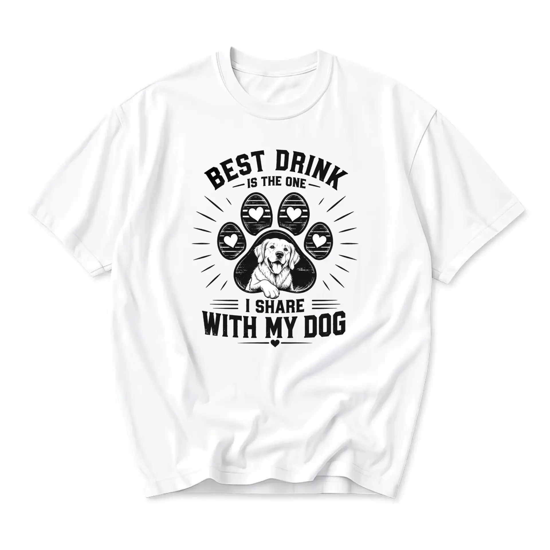 Funny Shirt Dog Lover Graphic Tee Best Drink Is the One I Share with Casual