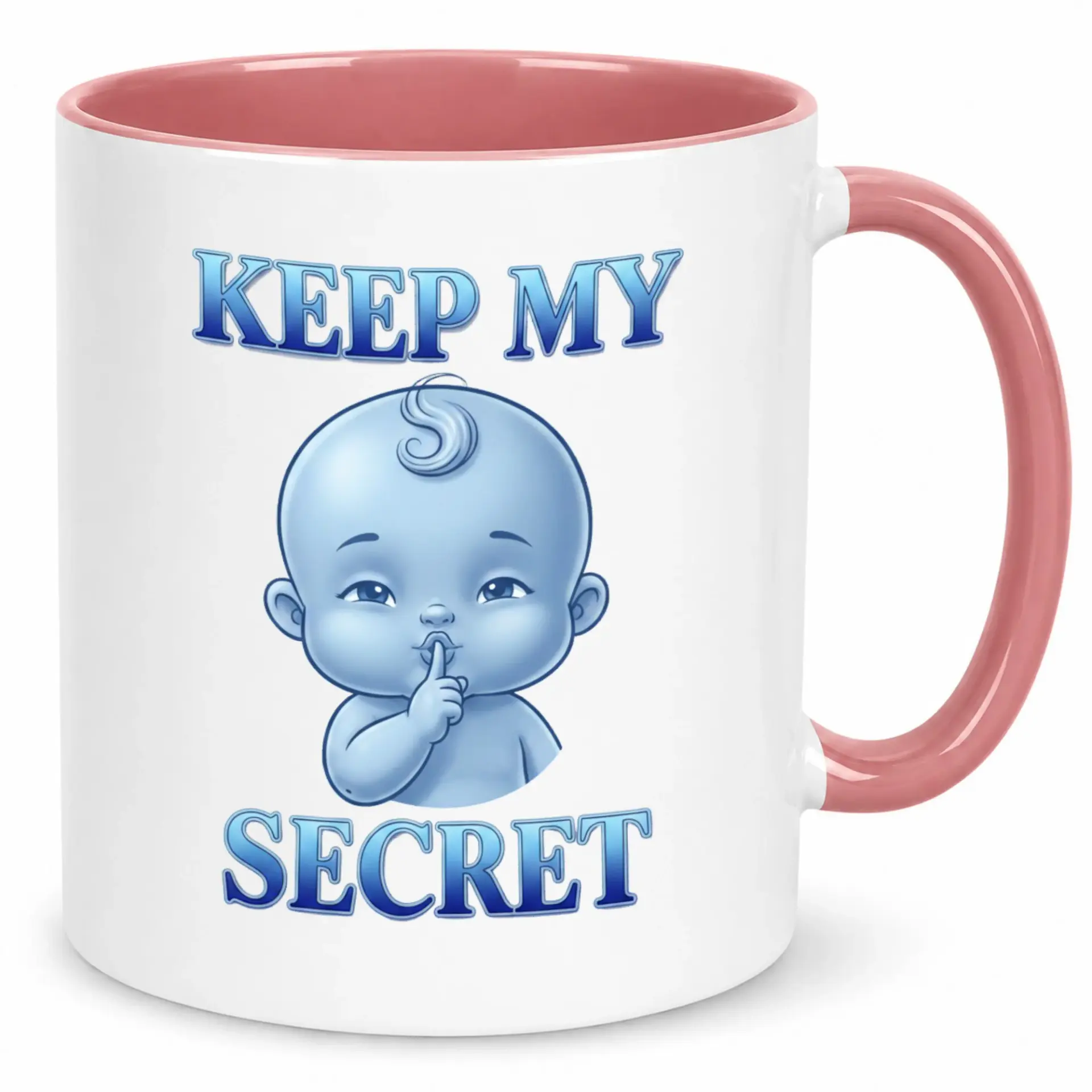 Funny Baby My Secret Ceramic Coffee Mug with Cute Blue Character Design 11 Oz or 15 Oz Unique Beverage Cup for Home Office