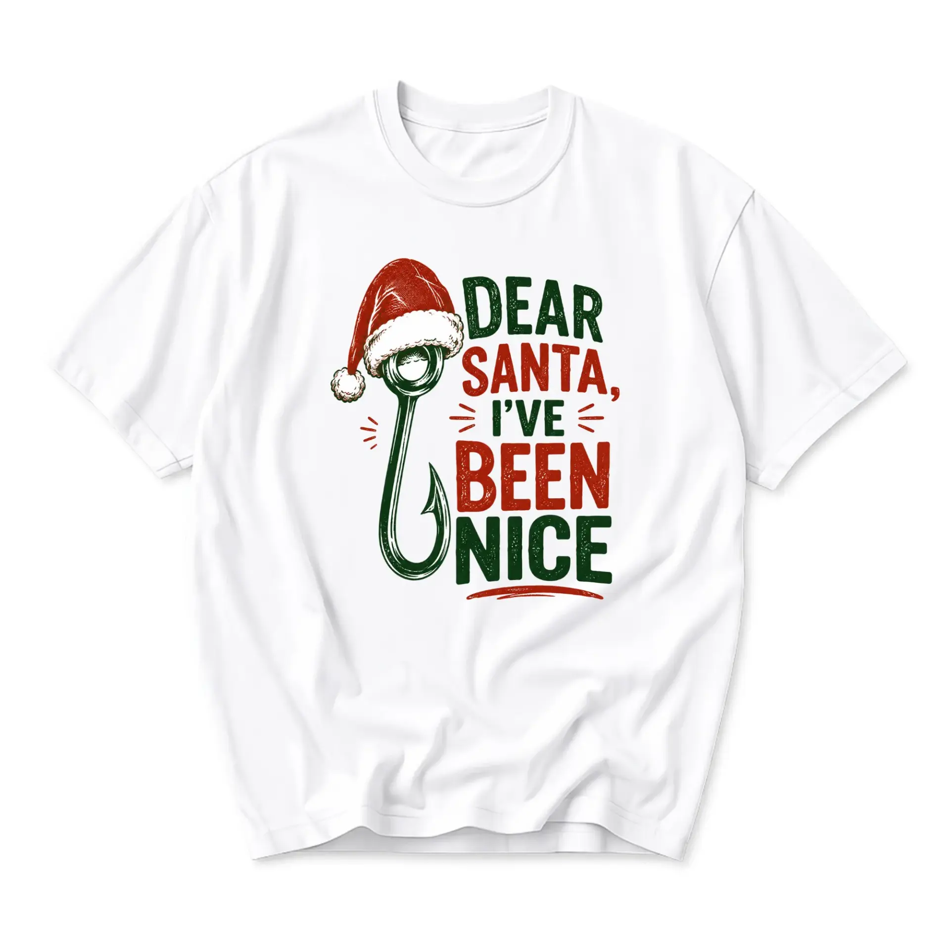 Funny Shirt Dear Santa I Have Been Nice Fishing Hook Graphic Tee Casual