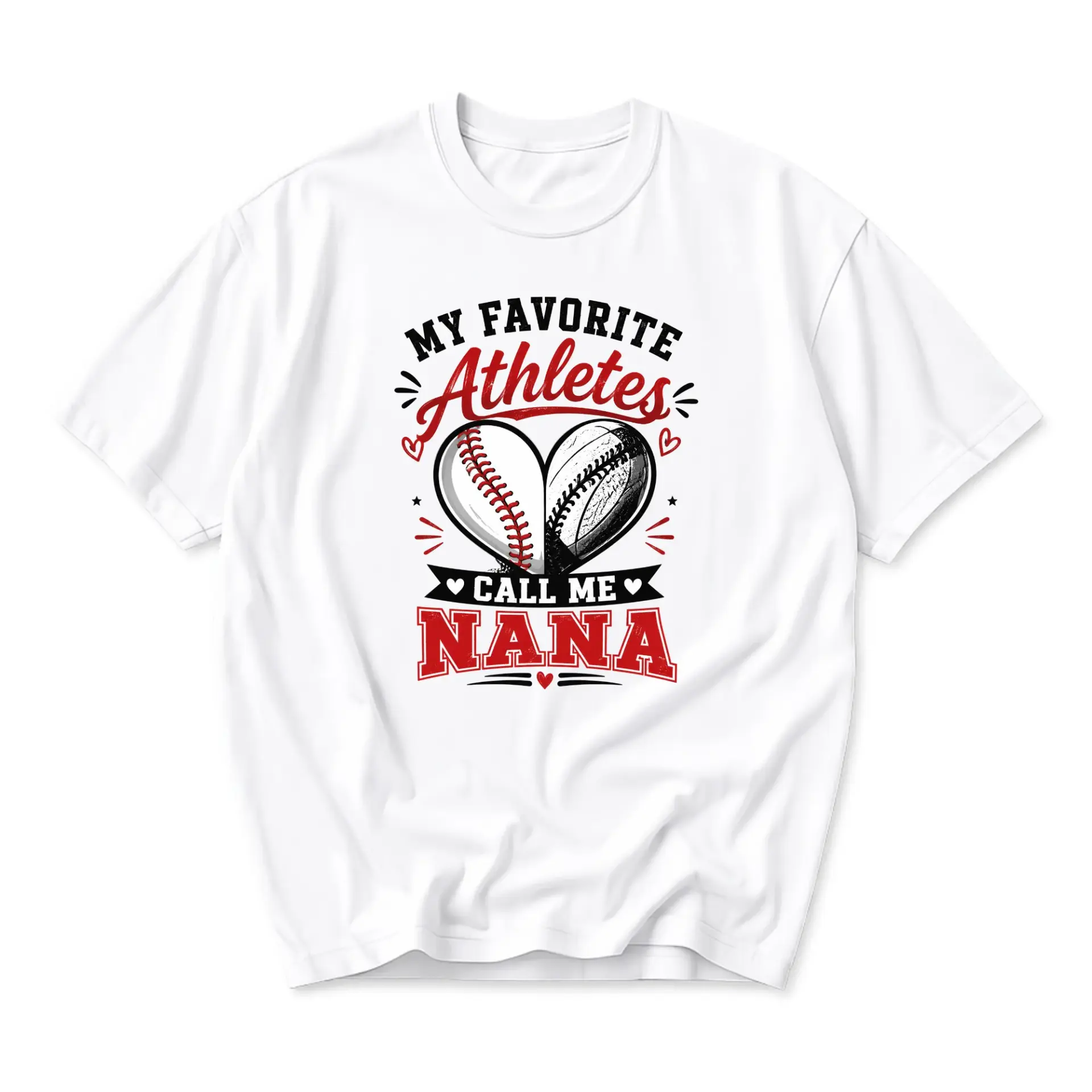 Graphic Tee My Favorite Athletes Call Me Nana Baseball Heart Shirt Unisex