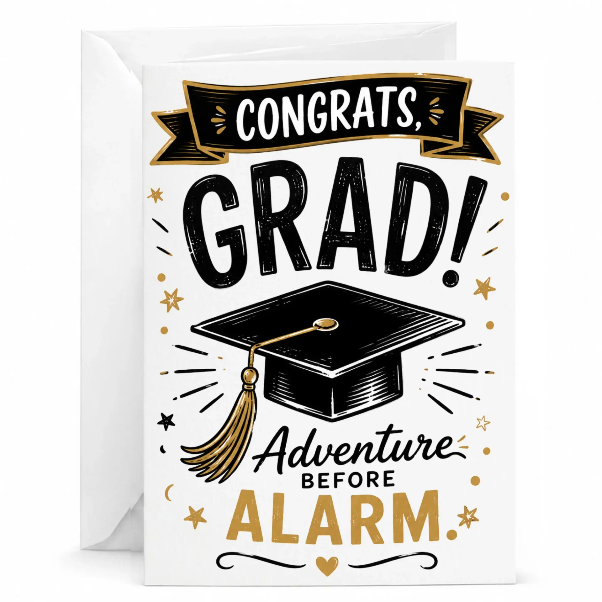 Greeting Card Congrats Grad Adventure Before Alarm Funny Graduation Note for New Achievement and