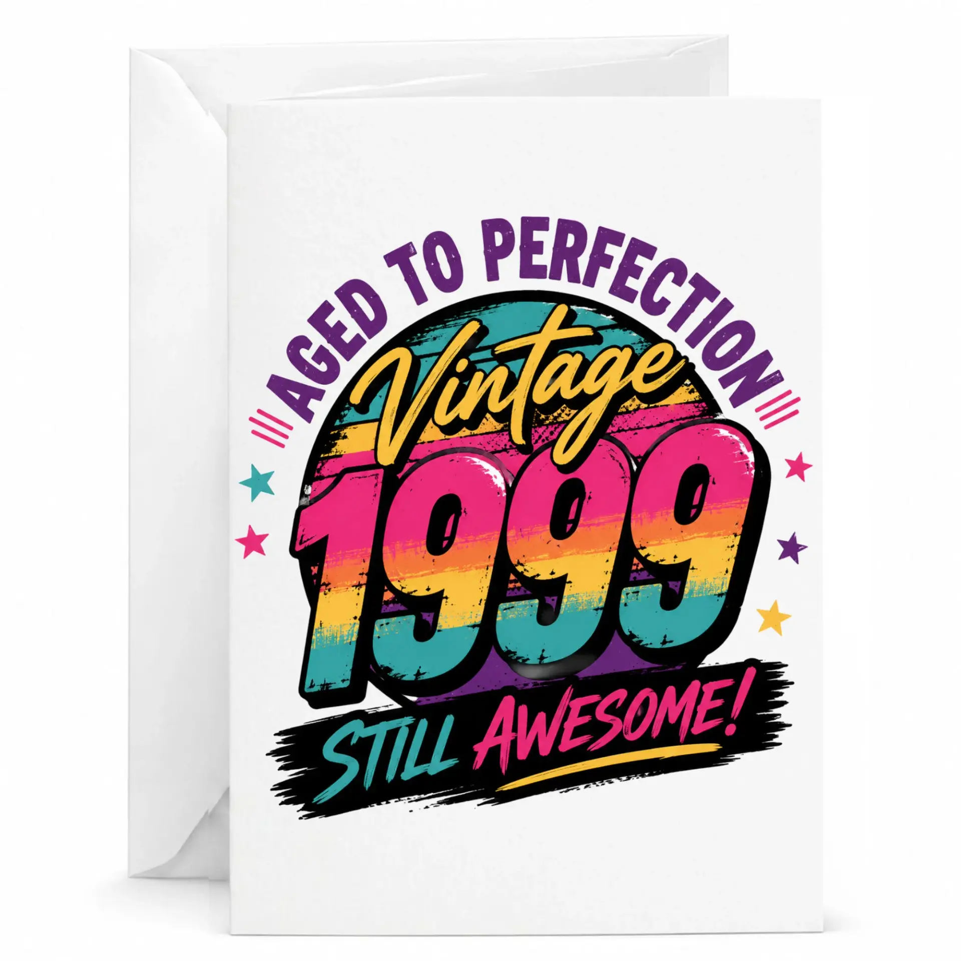 Greeting Card Aged to Perfection Vintage 1999 Birthday Celebration Retro Style Stationery for Milestone Party