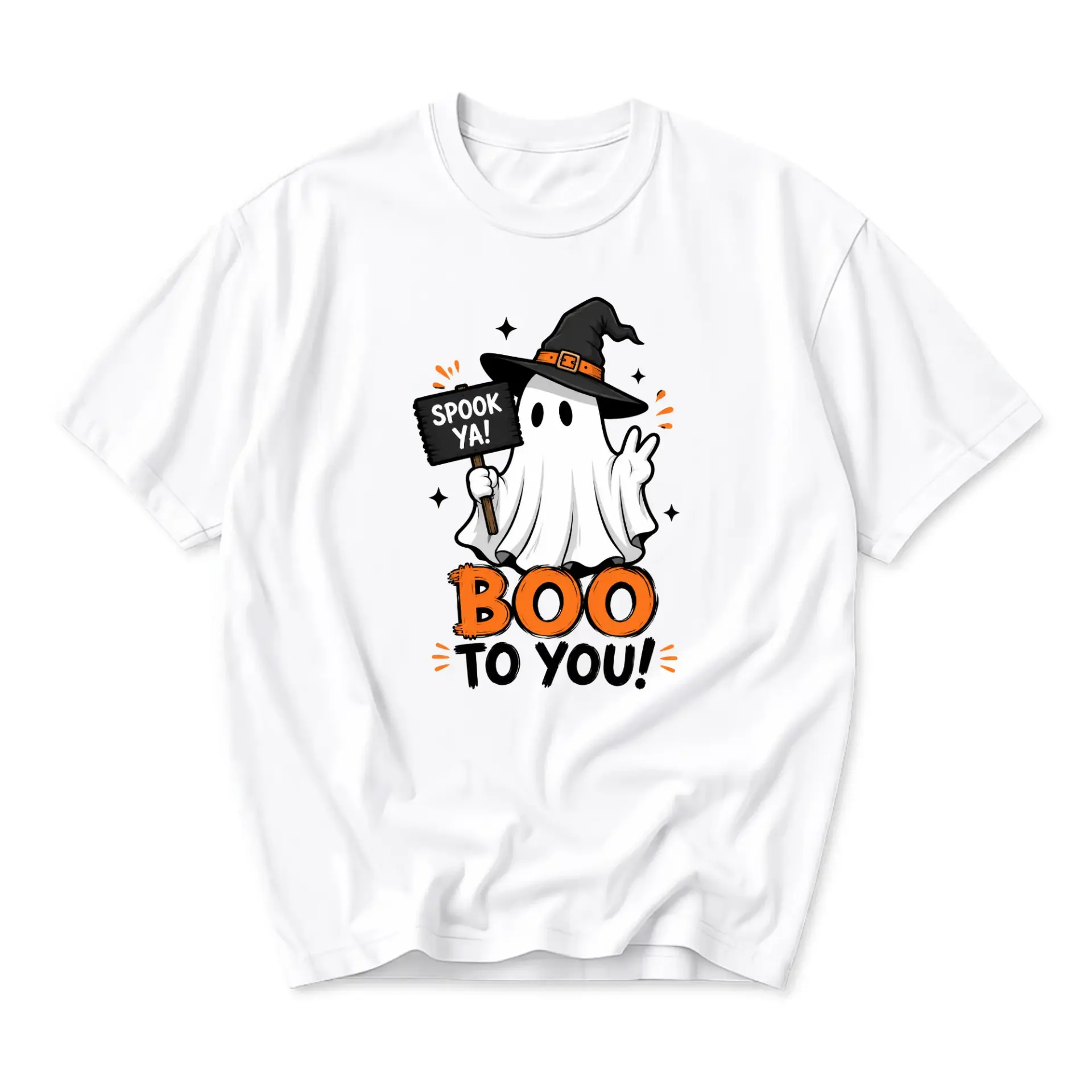 Funny Shirt Unisex Graphic Printed T-Shirt Spooky Ghost Halloween Aesthetic Casual Short Sleeve Crew Neck Cotton Tee