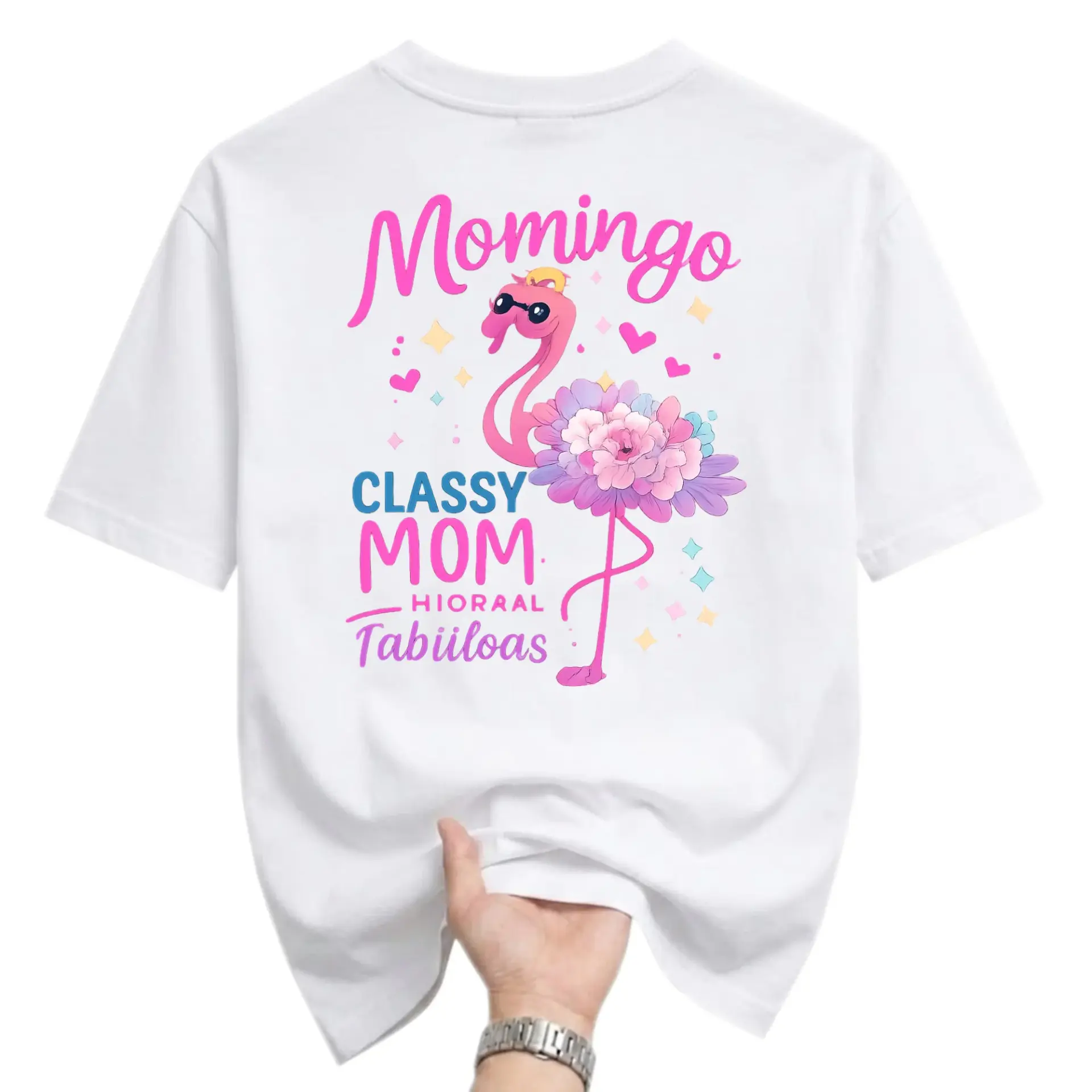 Funny Shirt Momingo Classy Mom Graphic Tee Unisex Crew Neck Casual Everyday Wear Soft Cotton Blend Print T-Shirt White