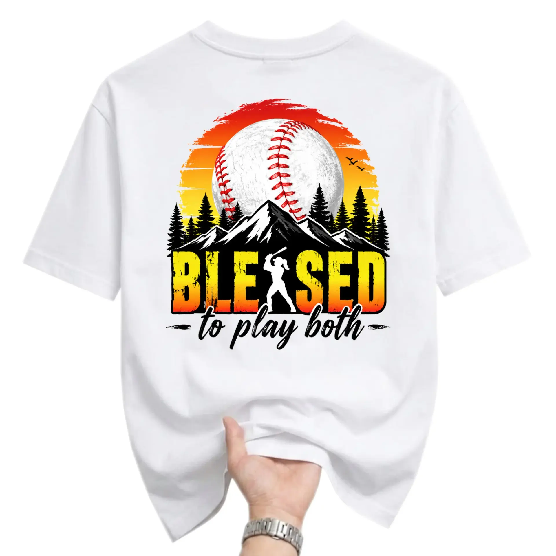T-shirt Blessed to Play Both Baseball Graphic Tee Unisex Cotton Blend