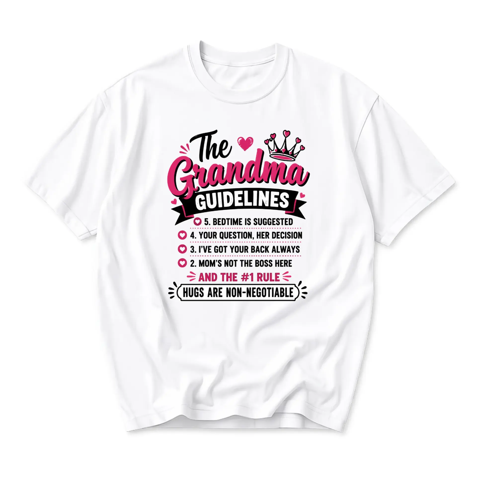 Funny Shirt the Grandma Guidelines Graphic Tee Unisex Casual Apparel for Everyday Wear and Family Gatherings White