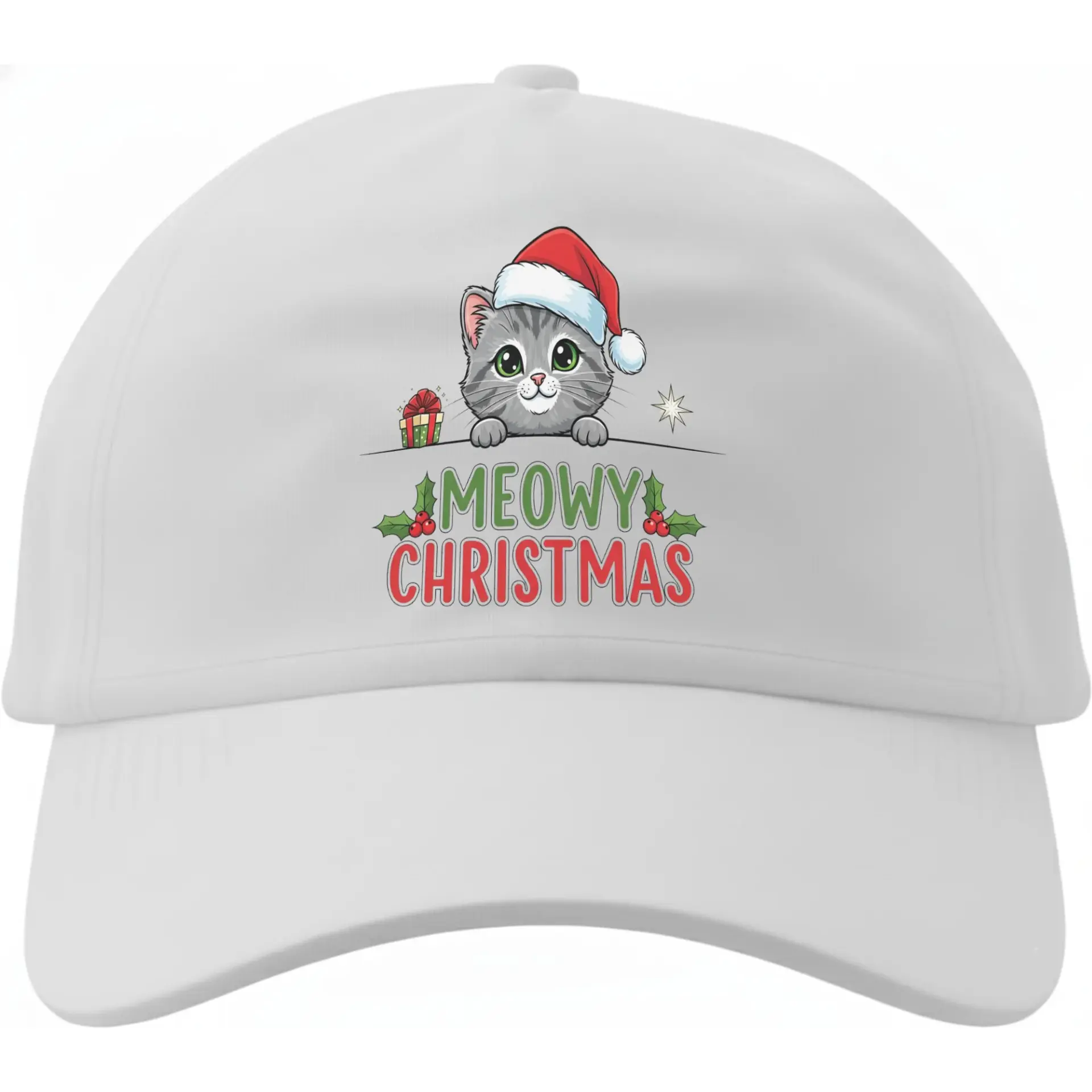 Baseball Cap Meowy Christmas Cute Cat Holiday Graphic Hat for Adults Cotton Low Profile Structured Headwear Accessory