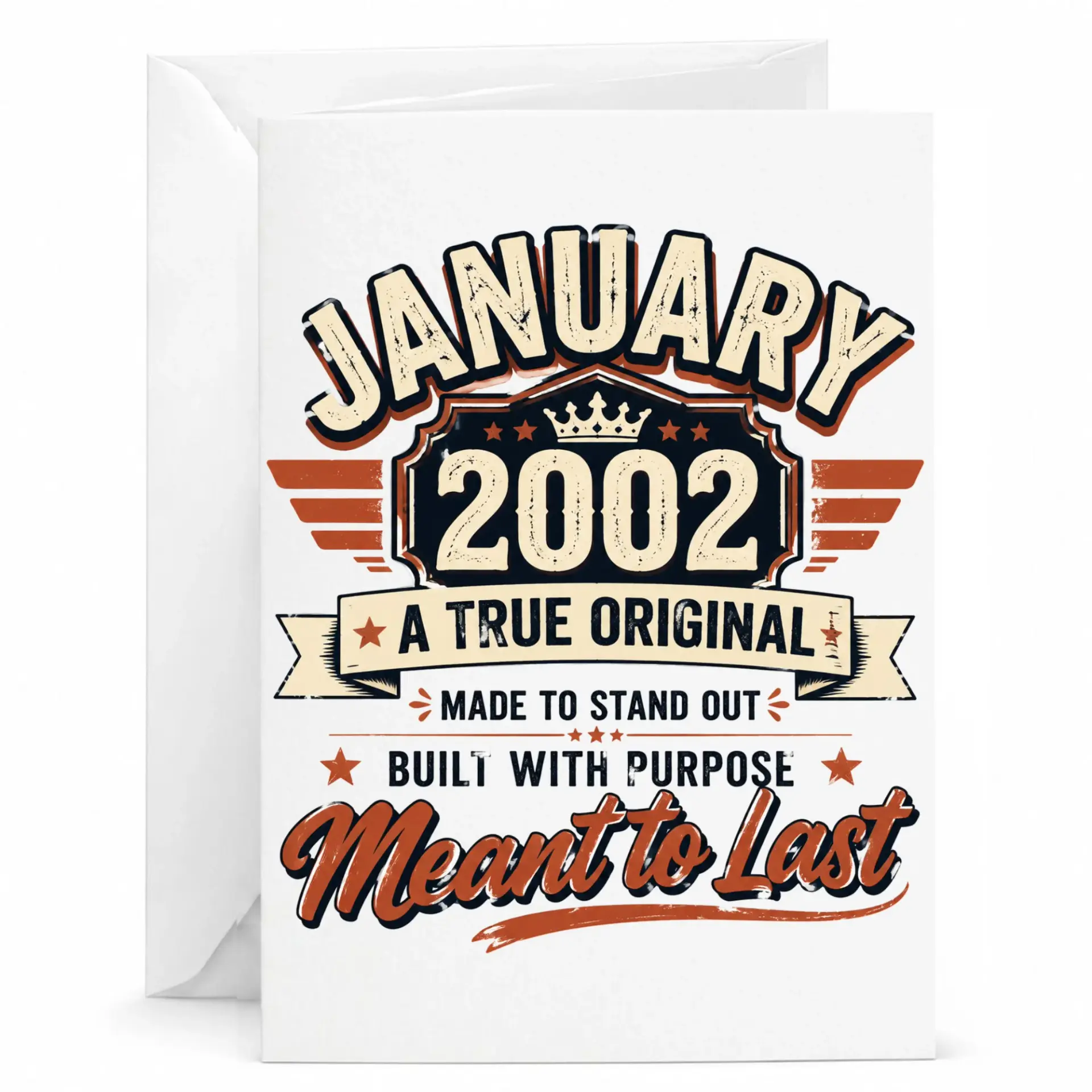Birthday Card January 2002 a True Original Vintage Style Greeting Card for Milestone Celebrations and Birth Year
