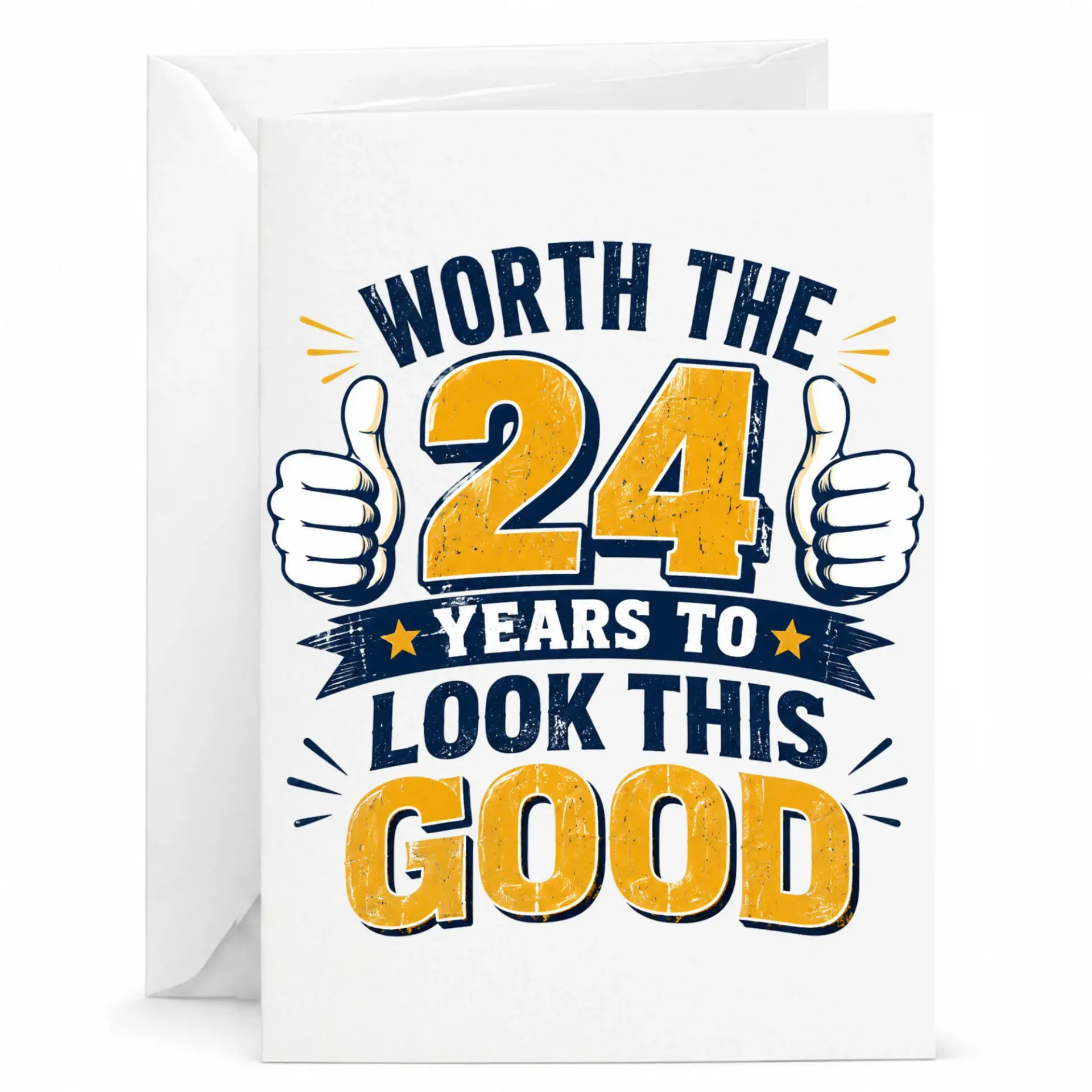 Birthday Card Worth the 24 Years to Look This Good Funny Greeting Card with Envelope for Milestone Twenty Fourth Birthday
