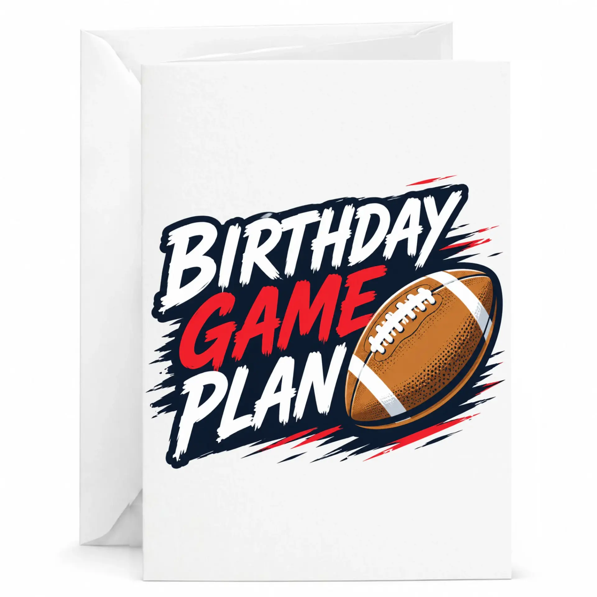 Birthday Card Birthday Game Plan Football Illustration Printed Greeting Card for Sports Fan Enthusiasts