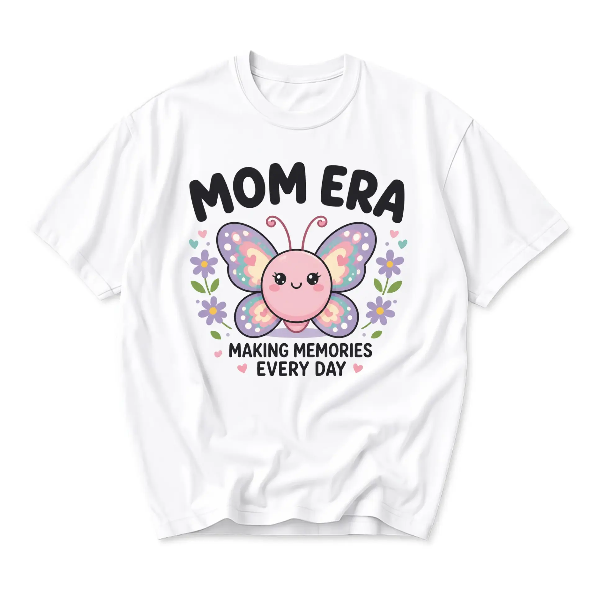 Graphic Tee Mom Era Butterfly Design Casual Unisex Crew Neck T-Shirt for Everyday Wear and Gift Giving Occasions