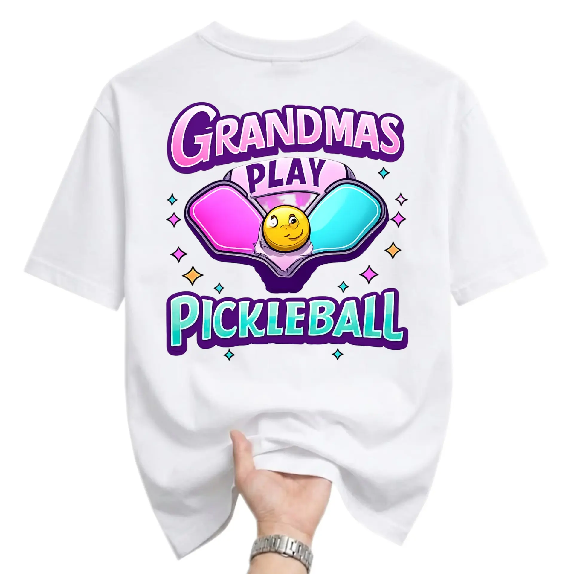 Funny Shirt Grandmas Play Pickleball Unisex Graphic Printed T-Shirt Casual