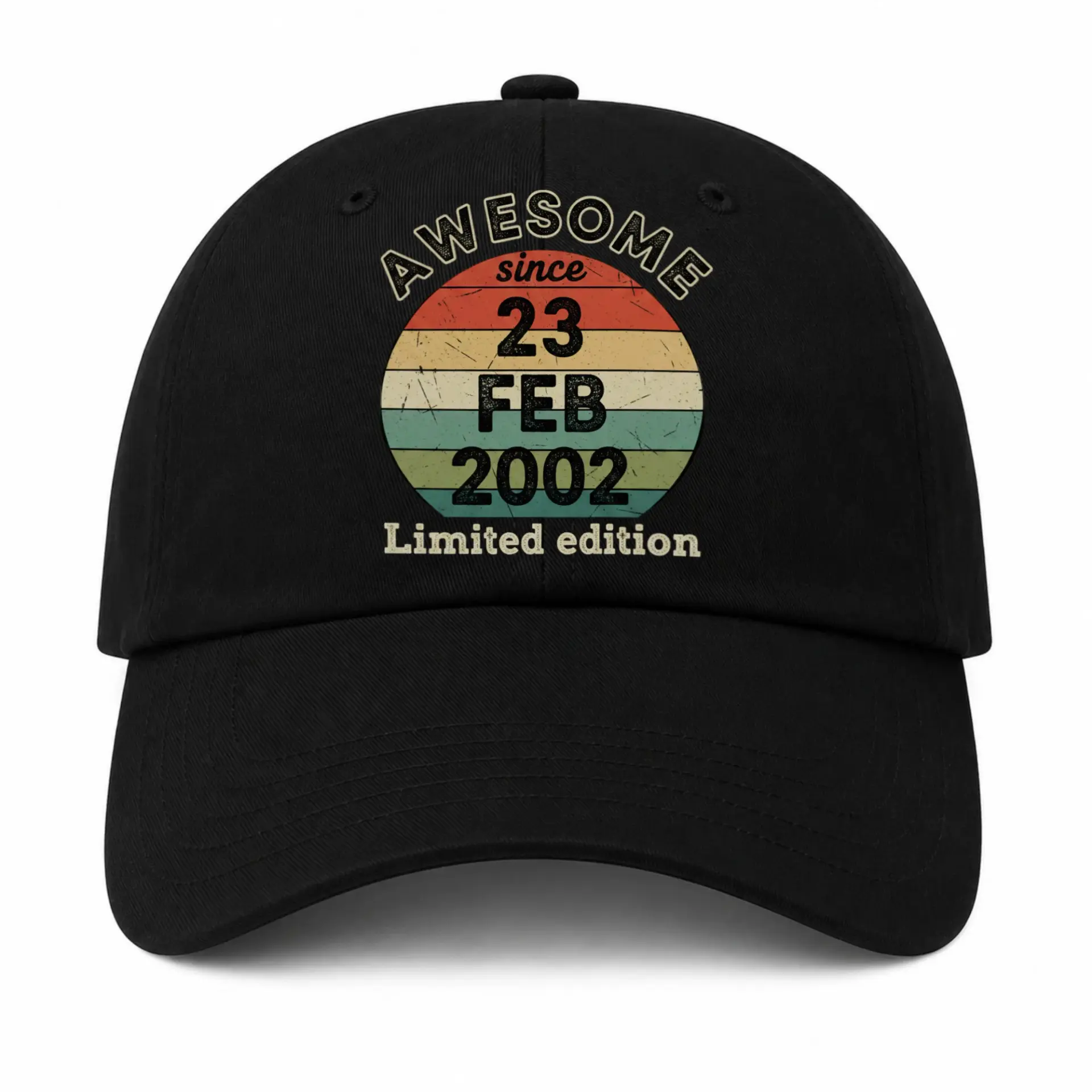 Baseball Cap Awesome Since February 2002 Retro Vintage Sunset Design