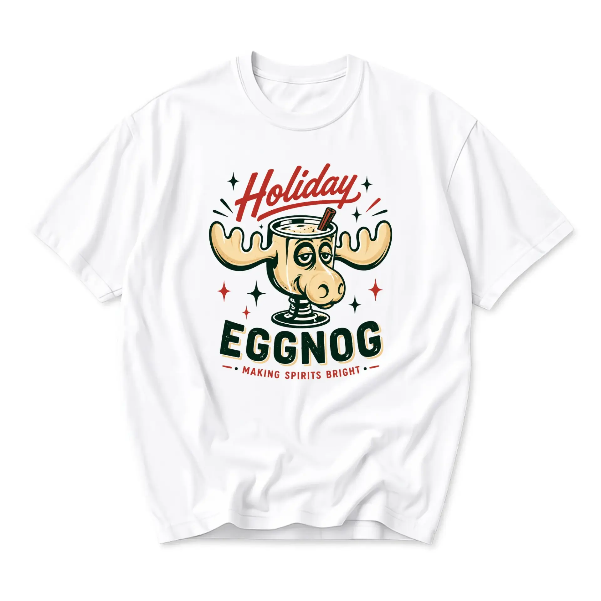 Funny Shirt Holiday Eggnog Graphic Tee Unisex Crew Neck Short Sleeve Casual Cotton Blend Top for Winter Seasonal Wear