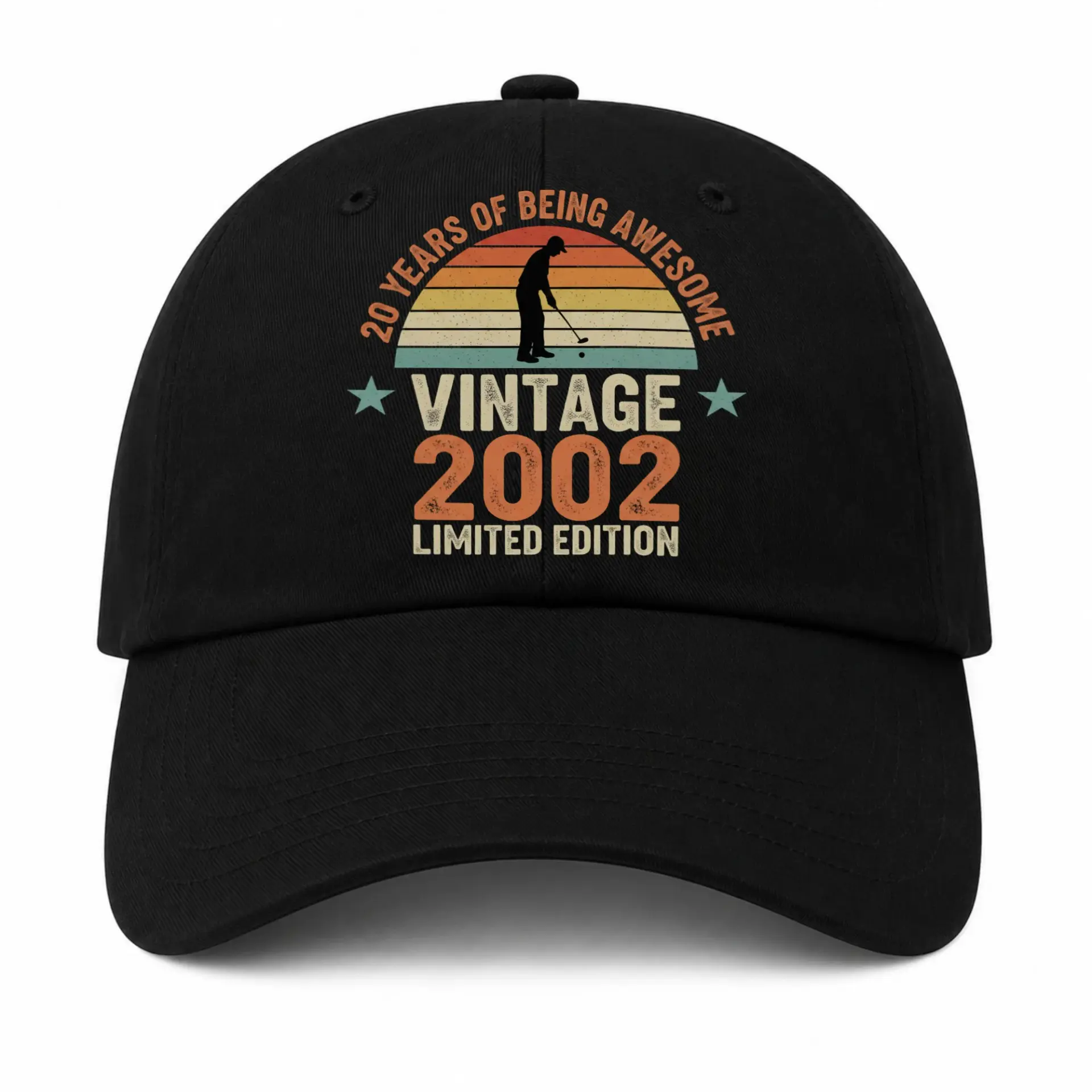 Baseball Cap Vintage 2002 Golf Themed Hat Adjustable Embroidered Graphic